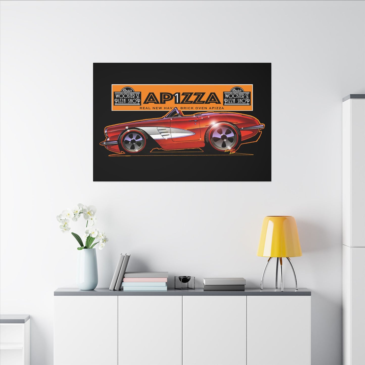 CORVETTE 1958 APIZZA 1 Fireball Art Canvas Print