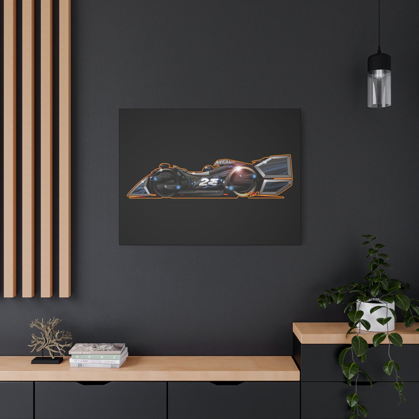 SPEED RACER GRAY GHOST Race Car Fireball Art Canvas Print