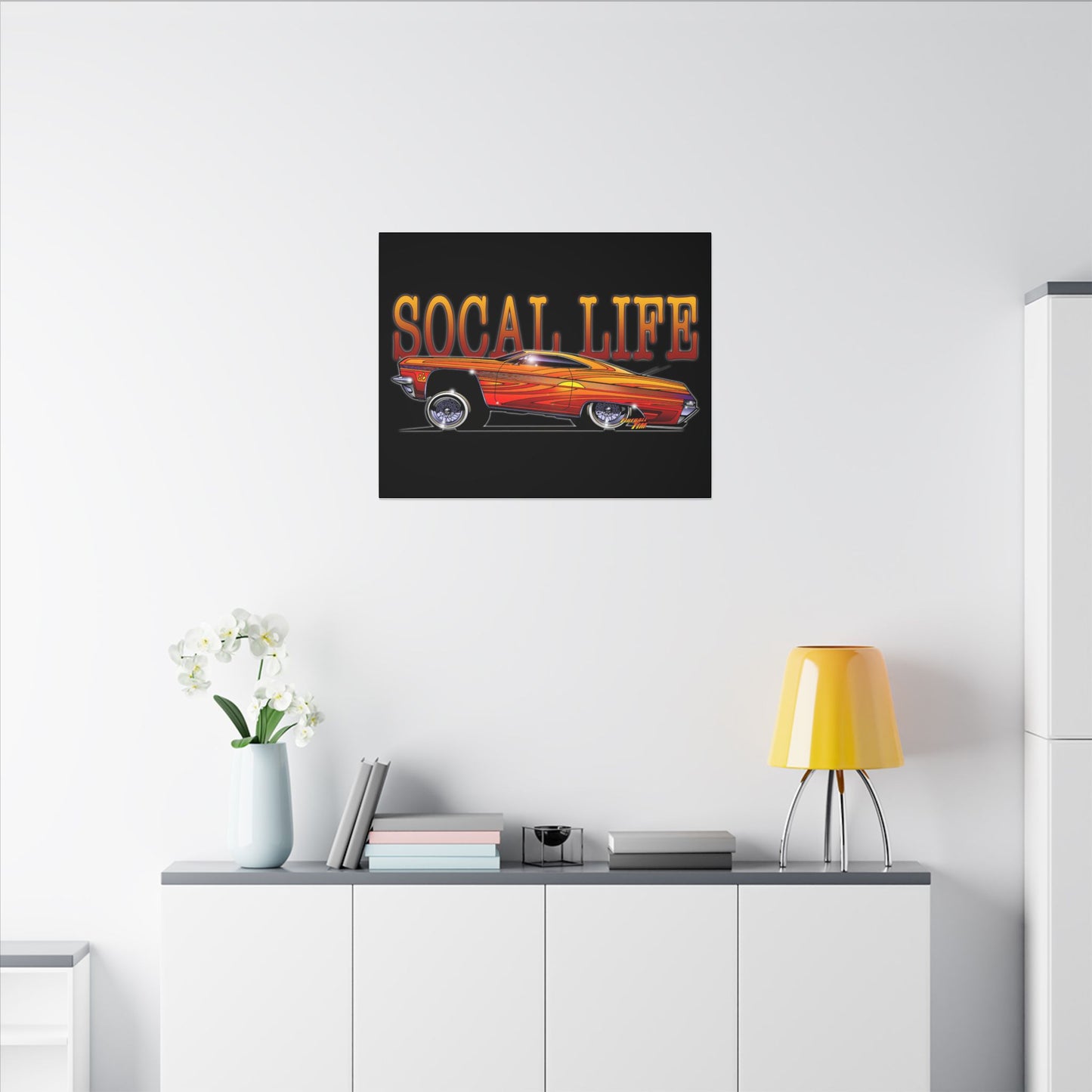 CHEVY IMPALA LOWRIDER Fireball Art Canvas Print