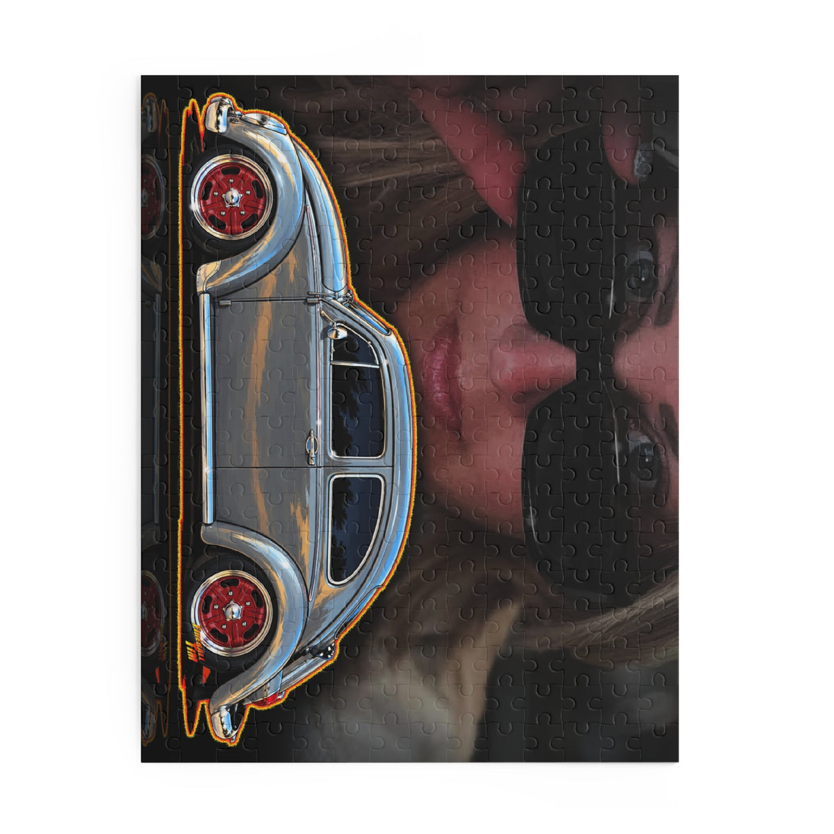 KUSTOM 1964 VW BUG Collectible Fireball Art Jigsaw Puzzle — Retro Custom Cars (120/252/500‑Piece)
