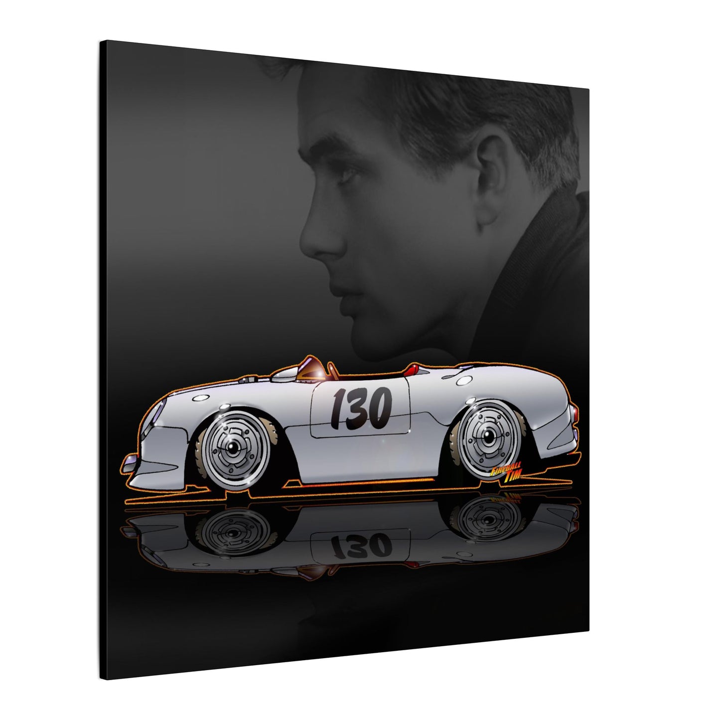 JAMES DEAN PORSCHE 550 Spyder Lil' Bastard Fireball Art Canvas Print