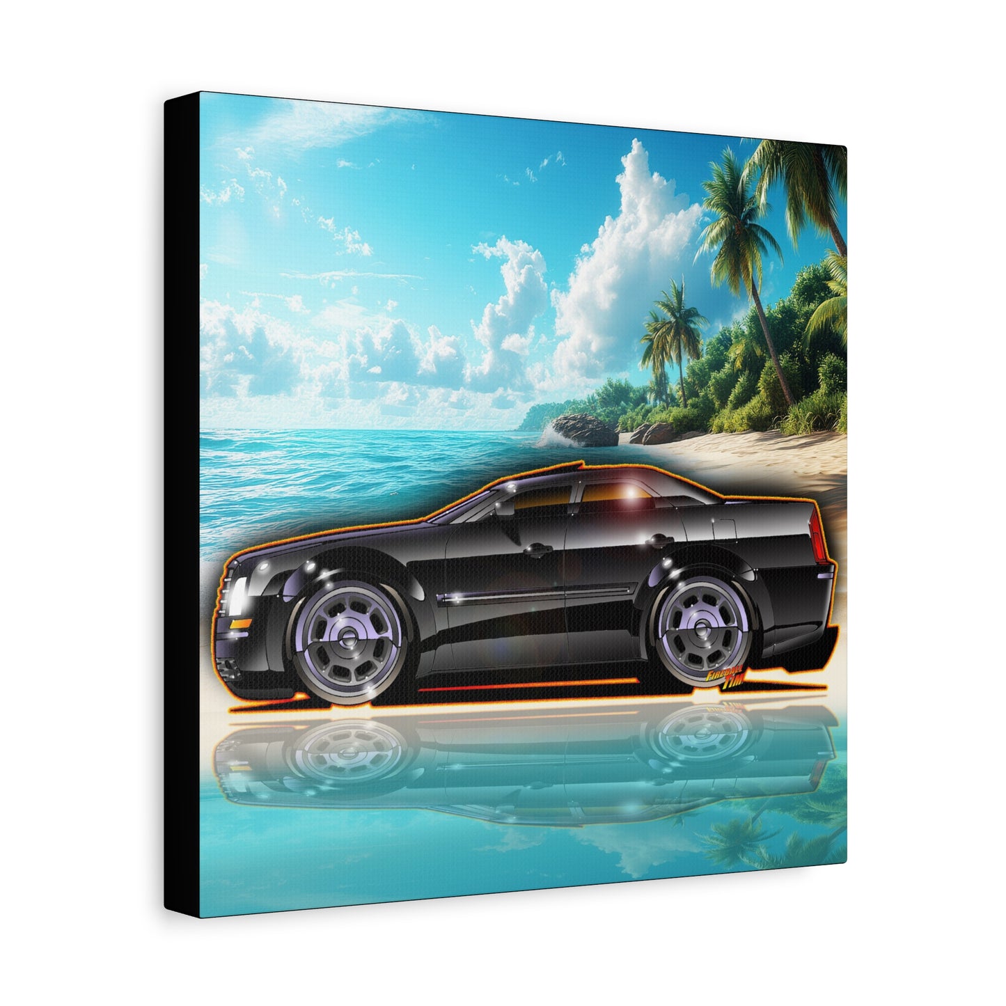 CHRYSLER 300 Fireball Art Collectible Canvas Art Wall Print - 12x12