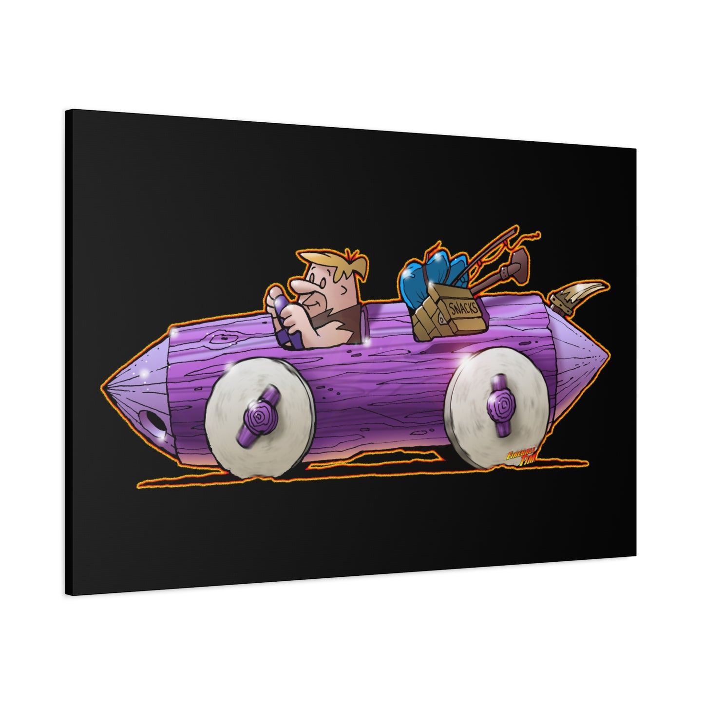 FLINSTONES BARNEY RUBBLE Fireball Art Canvas Wall Print - Multiple Sizes
