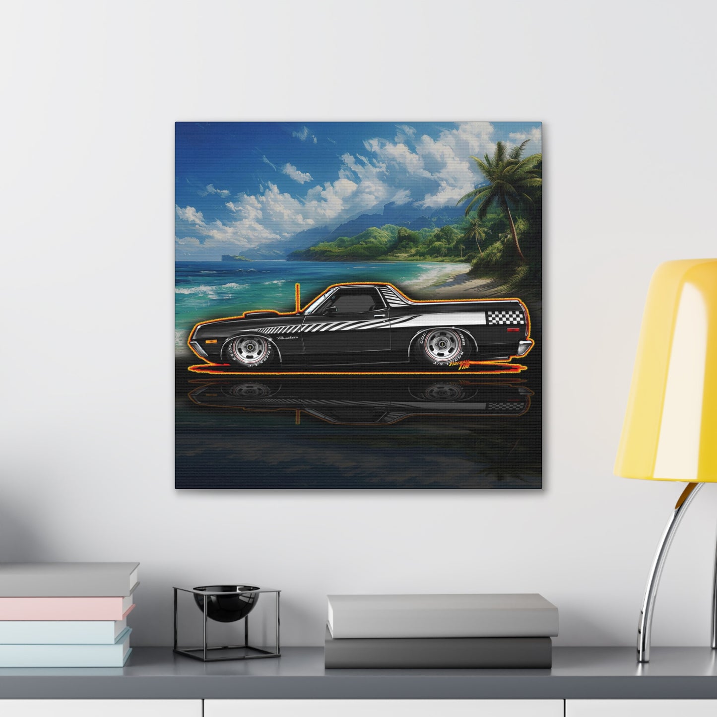 FORD RANCHERO Collectible Fireball Art Canvas Stretched Print