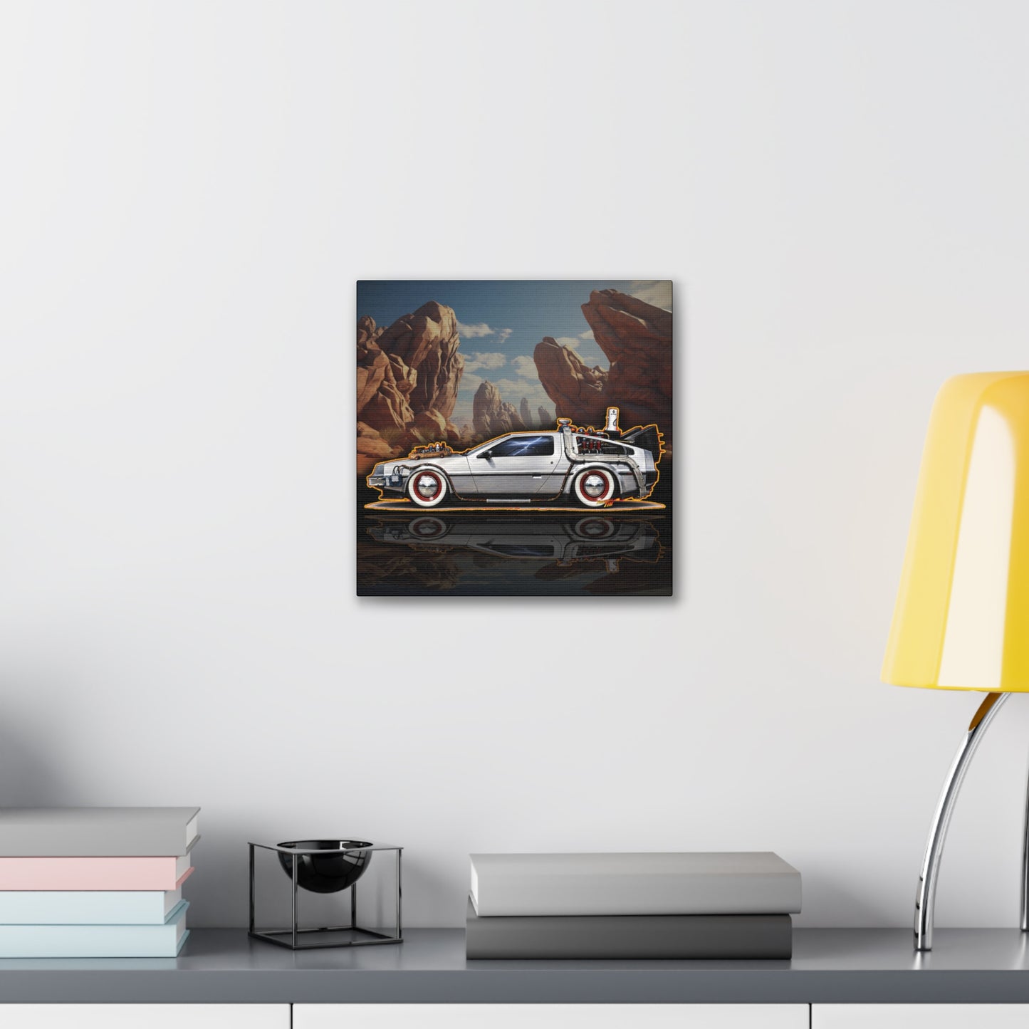 BACK to the FUTURE 3 1885 Delorean Time Machine Collectible Fireball Art Canvas Stretched Print