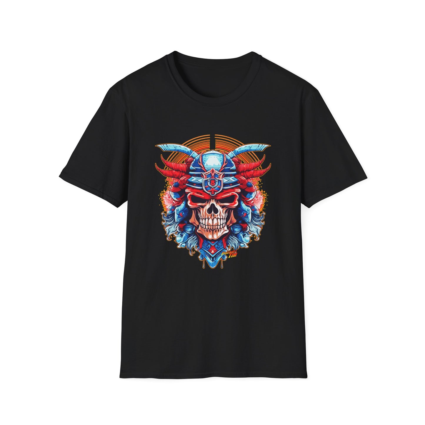 SAMURAI SKULL Fireball Art Unisex Softstyle T-Shirt - Multiple Colors