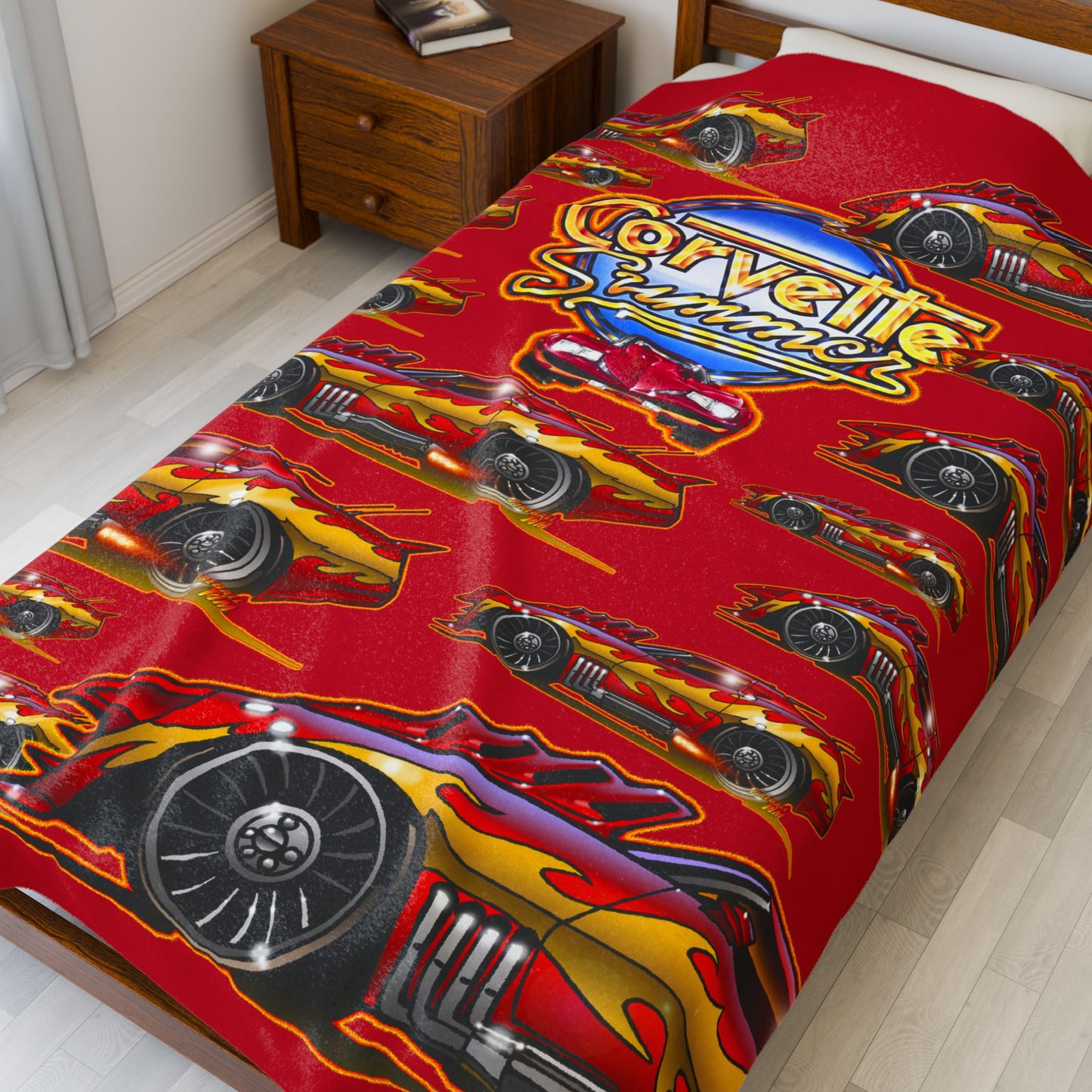 CORVETTE SUMMER Movie Car Art Velveteen Plush Cozy Blanket - 3 Sizes