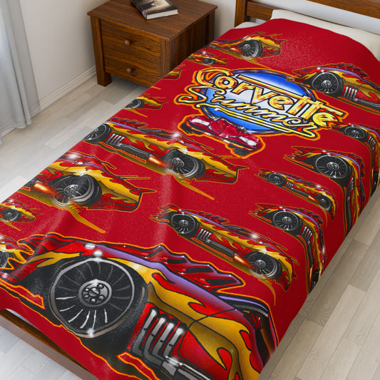 CORVETTE SUMMER Movie Car Art Velveteen Plush Cozy Blanket - 3 Sizes