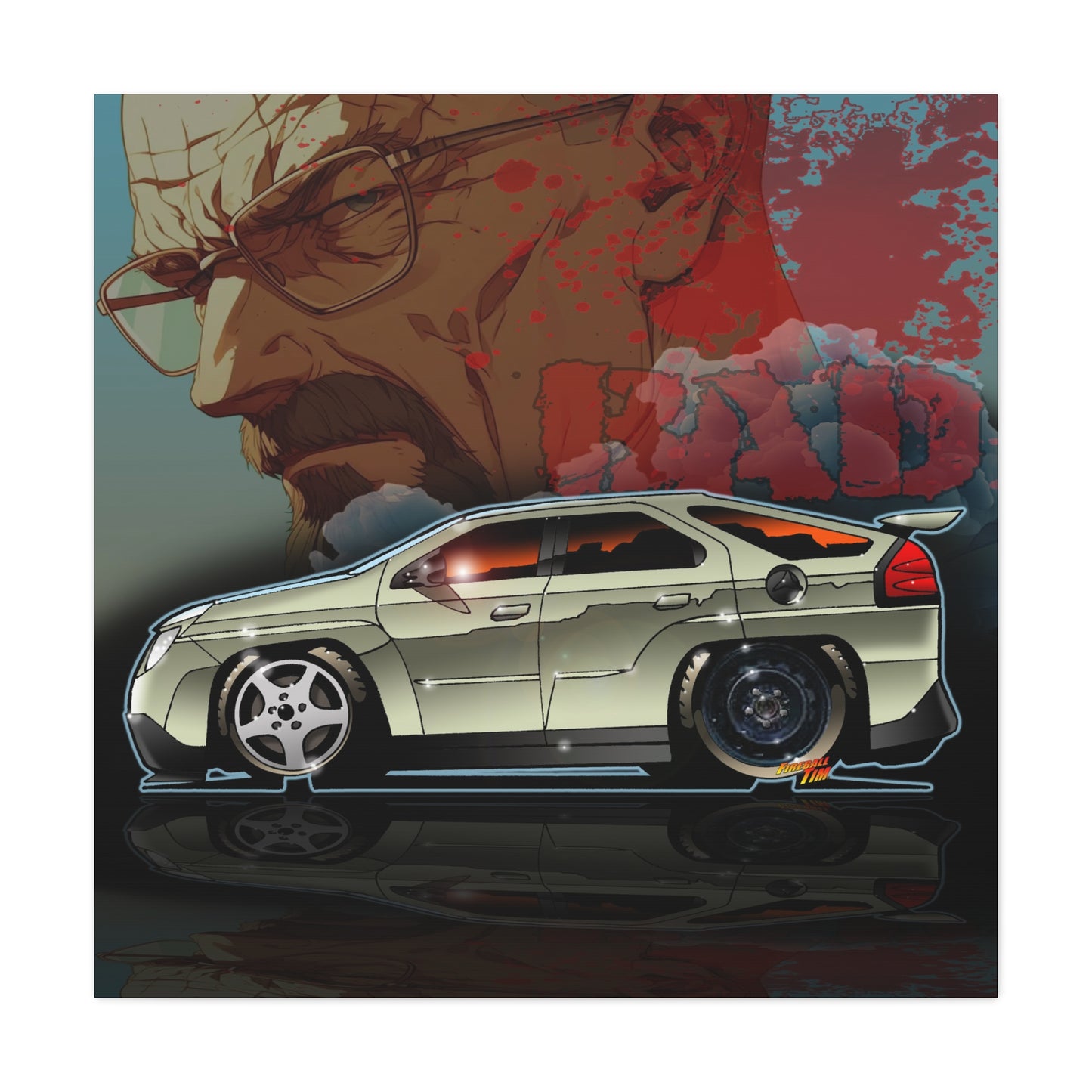 BREAKING BAD Pontiac Aztek Fireball Art Canvas Wall Print