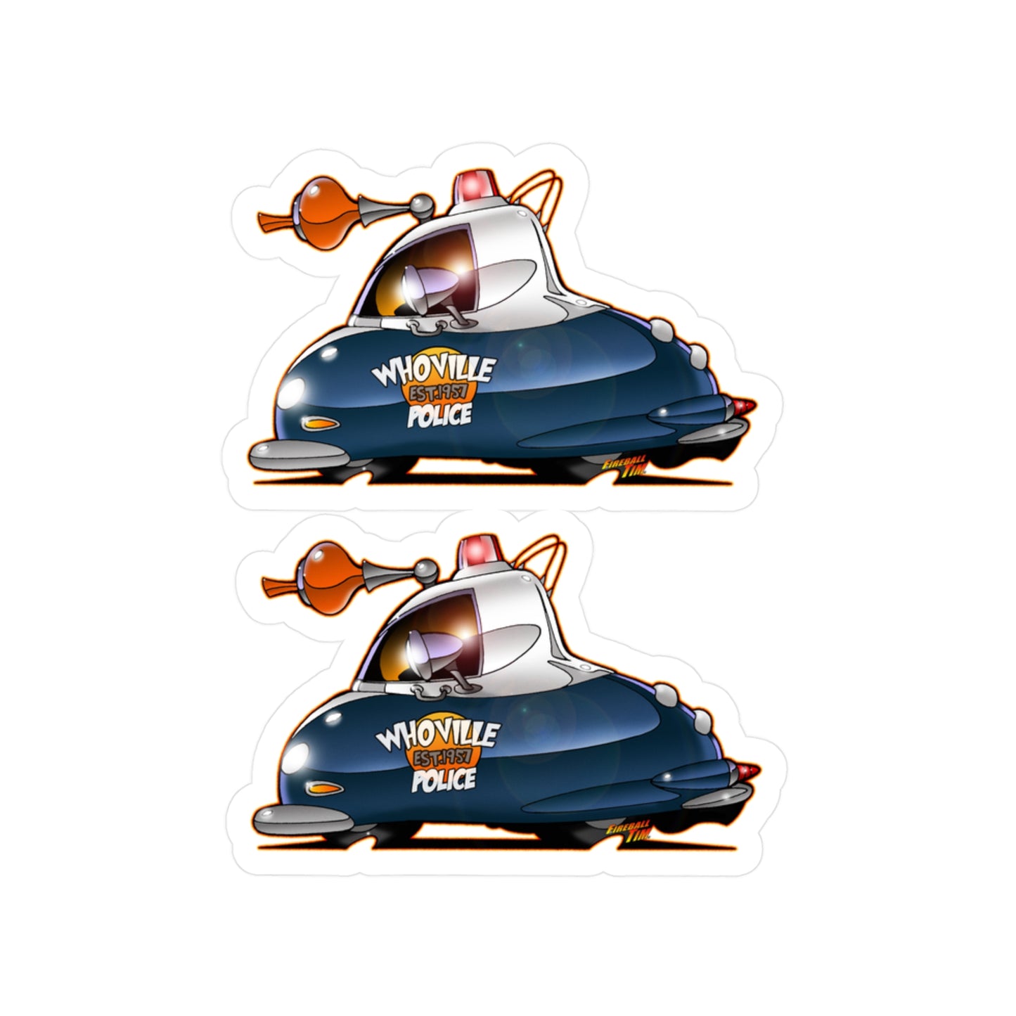 THE GRINCH WHOVILLE POLICE CAR Fireball Art Decal Sticker Set - 4 Sizes