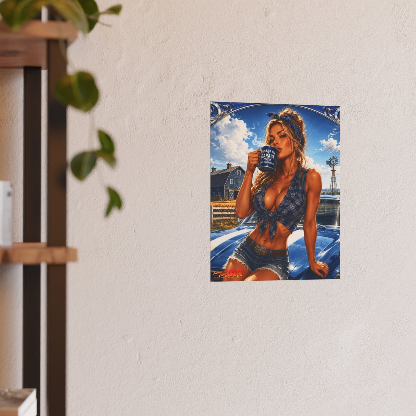 MIDWEST MOCHA Chevy Camaro Vintage Fireball Art Travel Pinup Poster