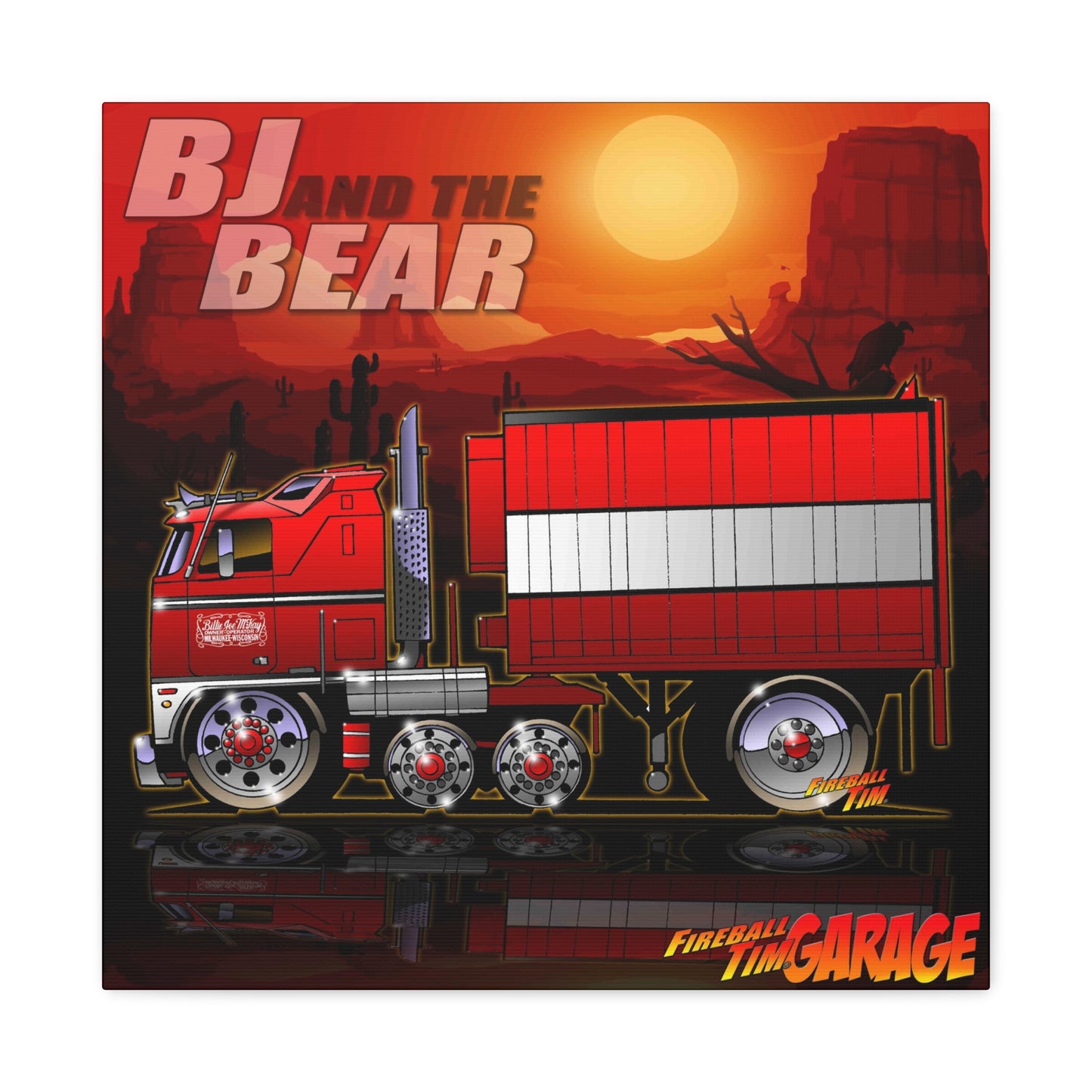 BJ AND THE BEAR TV Show Semi Truck Canvas Art Wall Print - 2 Sizes