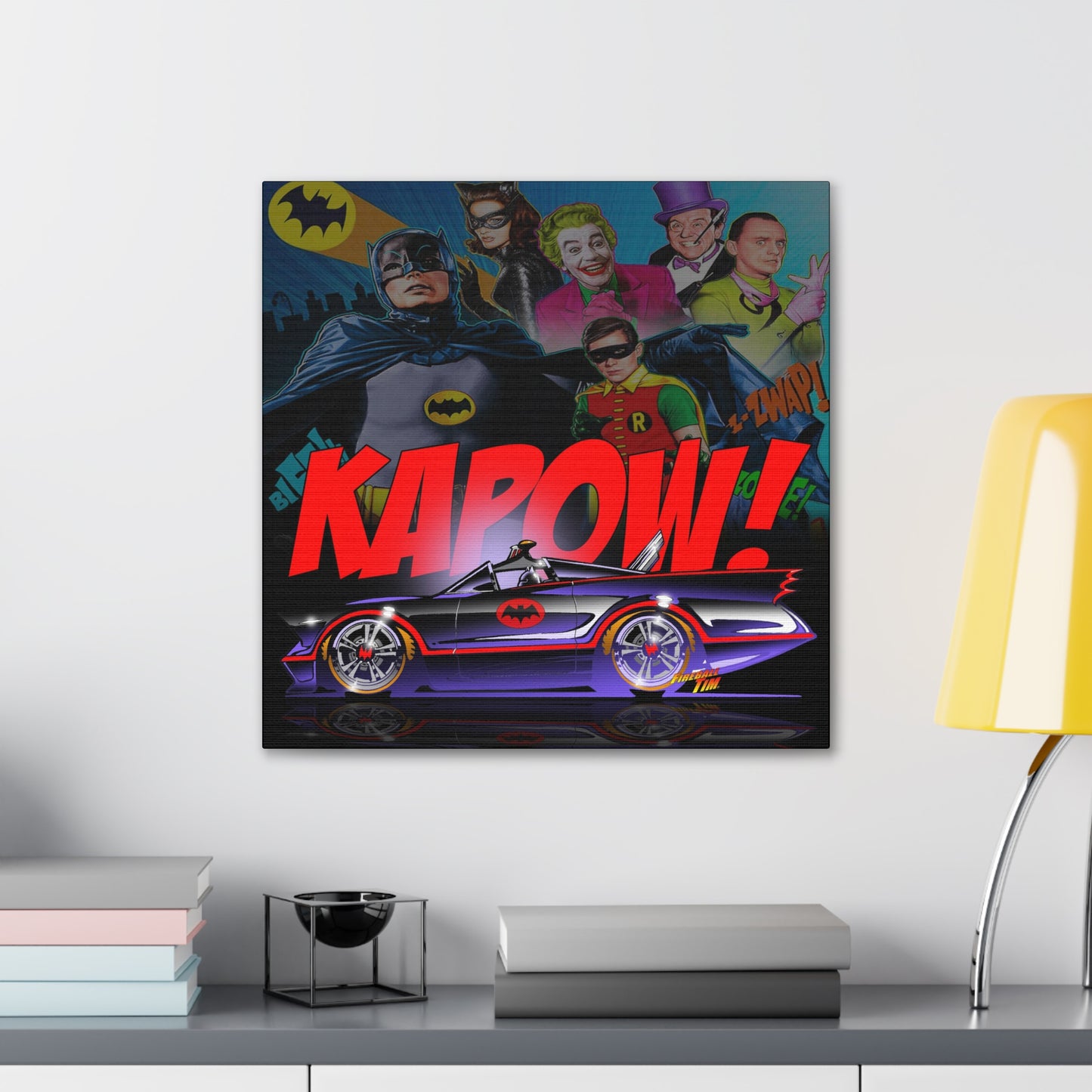 BATMOBILE 1966 Batman Cast Canvas Wall Print 2 Sizes