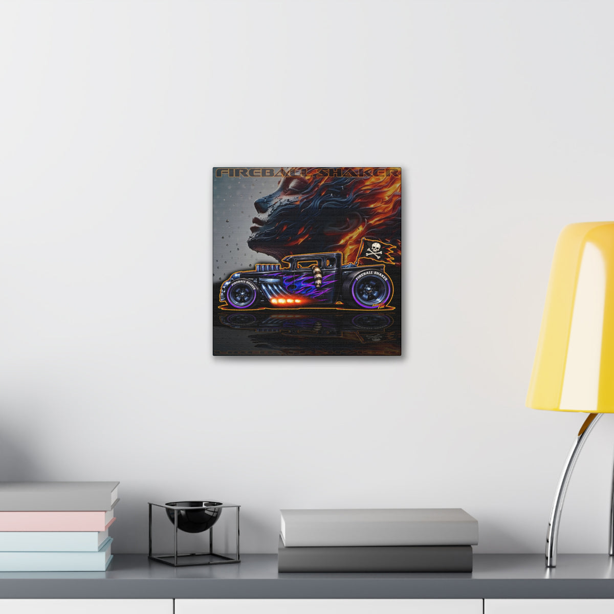HOT WHEELS FIREBALL SHAKER Hot Rod Collectible Fireball Art Canvas Stretched Print