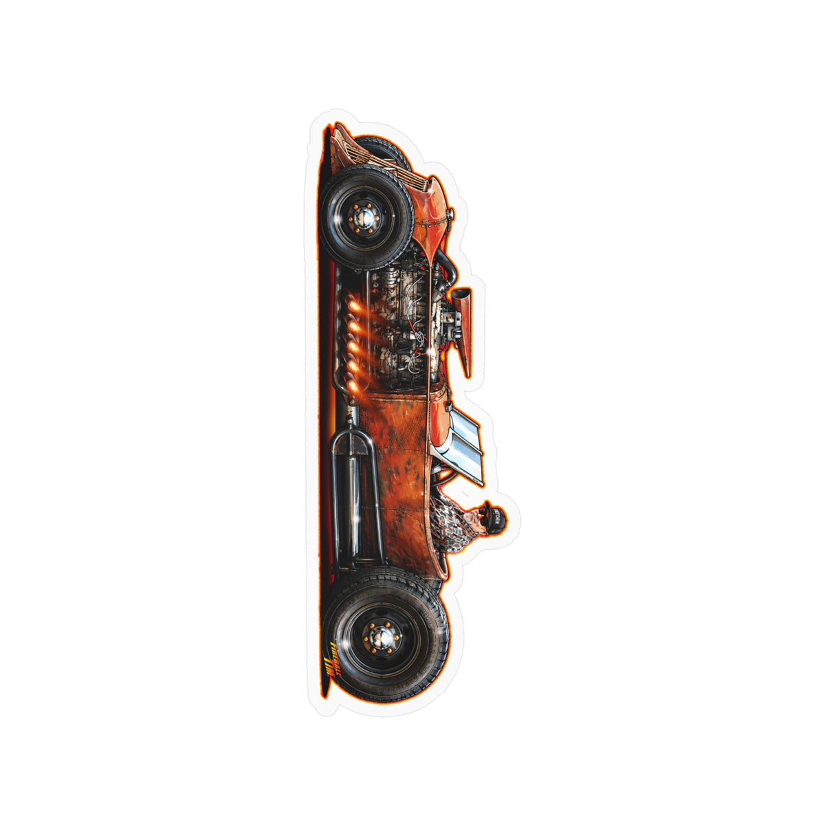 CUSTOM RAT ROD Hot Rod Gretchen Collectible Fireball Art Stickers in 4 Sizes