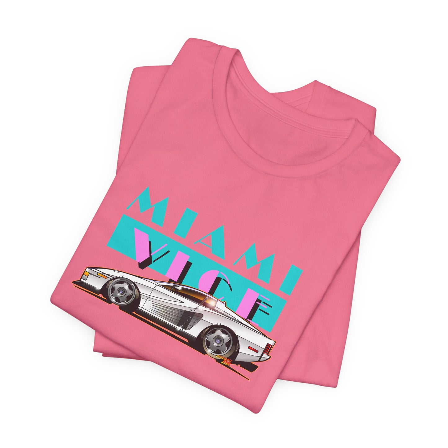 MIAMI VICE FERRARI TESTAROSSA TV Show Short Sleeve Tee 12 Colors