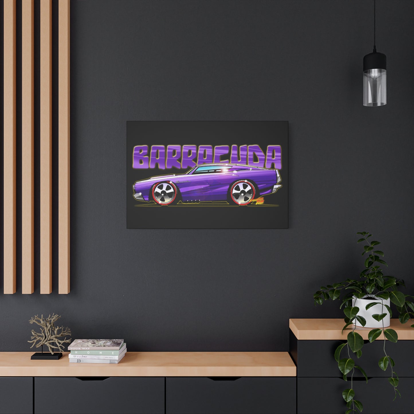 PLYMOUTH BARRACUDA Fireball Art Canvas Wall Print
