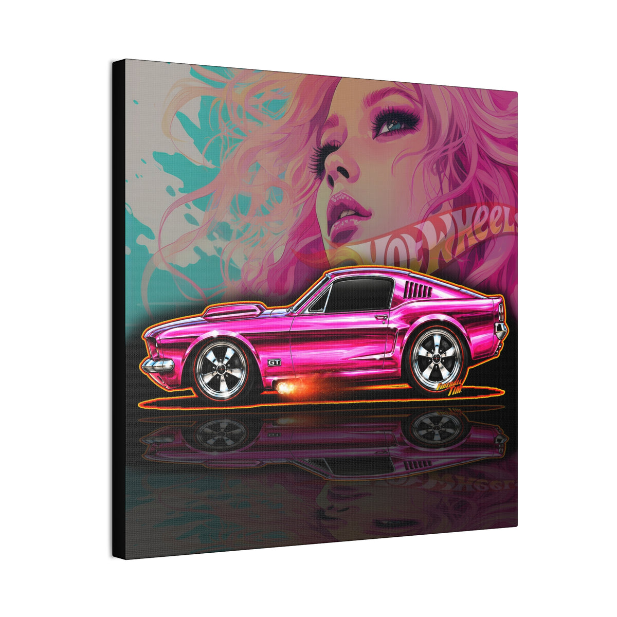 HOT WHEELS Sweet 16 MUSTANG GT Collectible Fireball Art Canvas Stretched Print