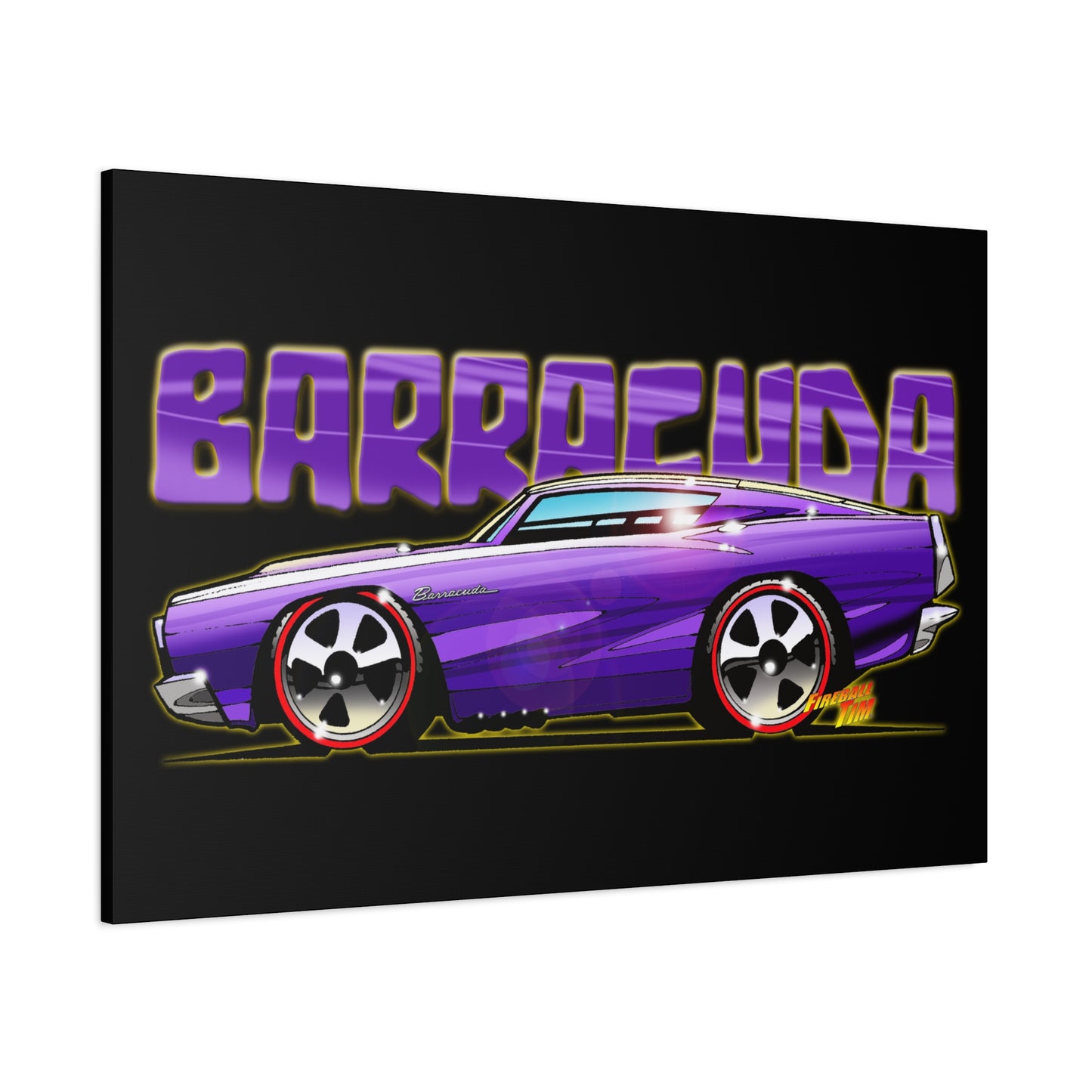 PLYMOUTH BARRACUDA Fireball Art Canvas Wall Print