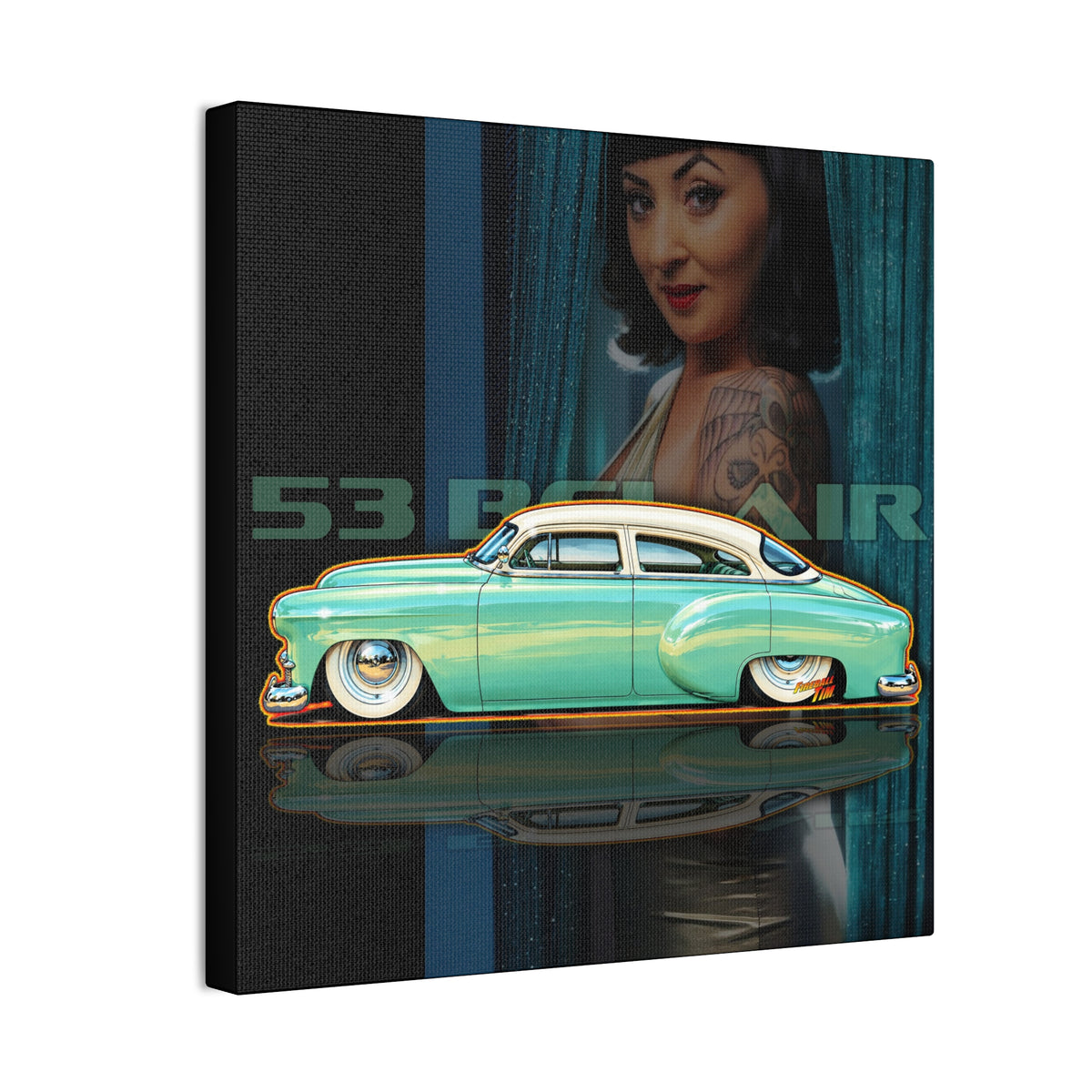 CHEVROLET BEL AIR 1953 Collectible Fireball Art Collectible Fireball Art Canvas Stretched Print