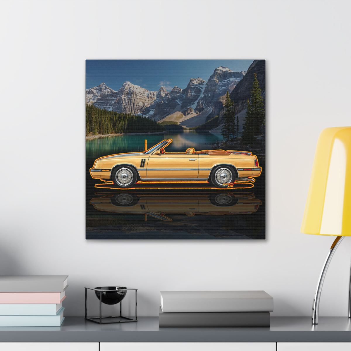 DODGE 600 CONVERTIBLE 1985 Collectible Fireball Art Canvas Stretched Print