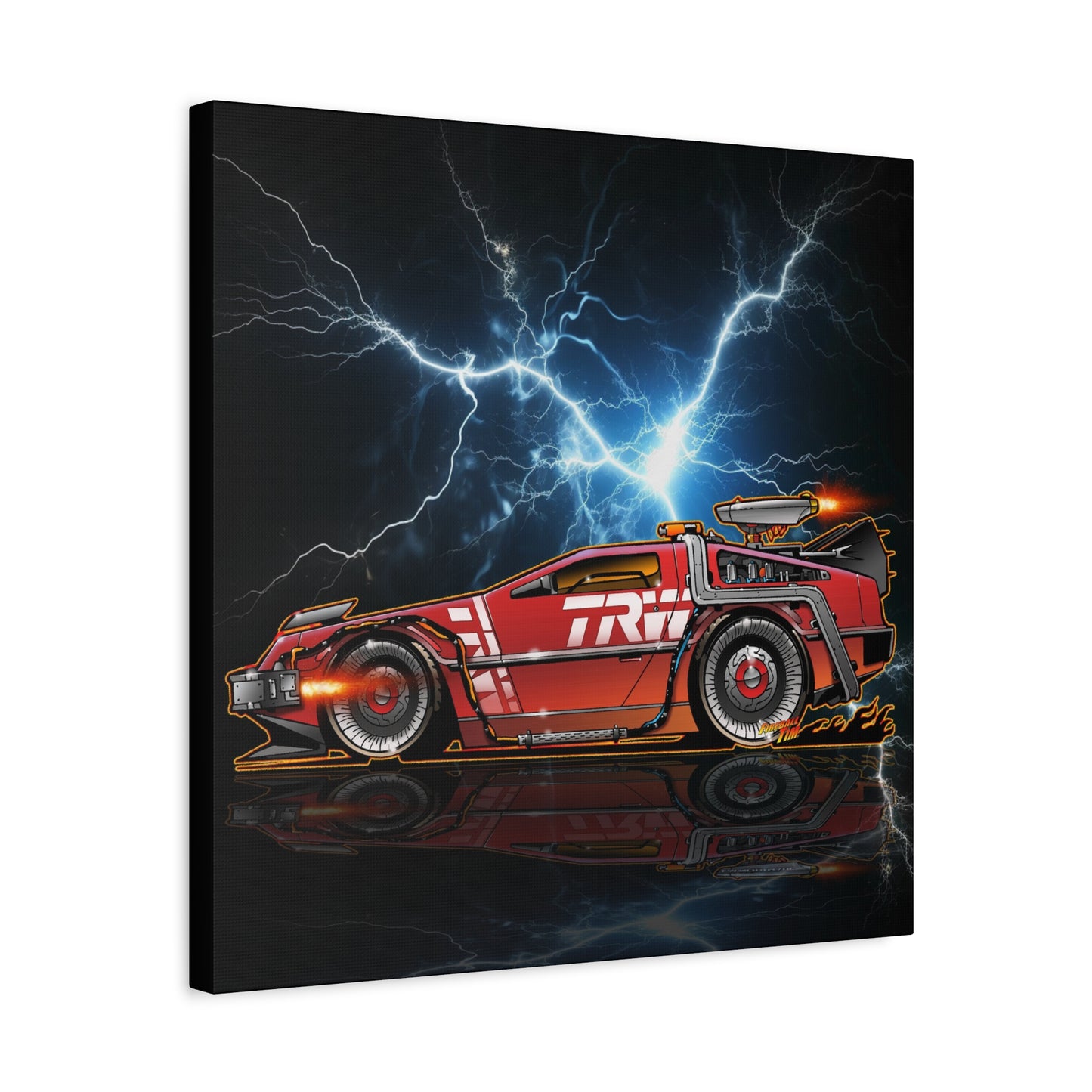 BACK TO THE FUTURE DELOREAN Red Steel Time Machine Canvas Art Wall Print 3 Sizes