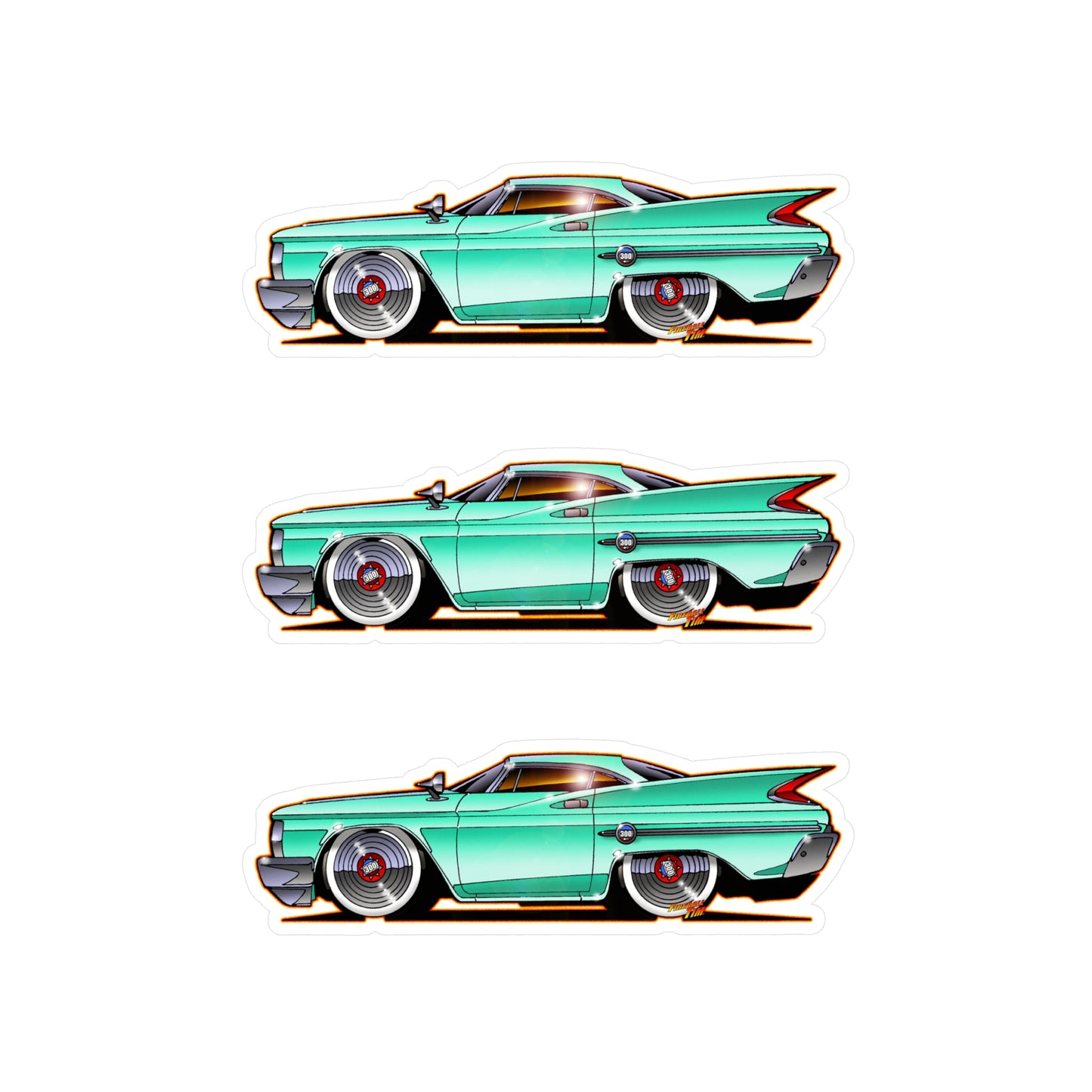 CHRYSLER 300F 1960 Fireball Classic Car Art Decal Sticker Set - 4 Sizes