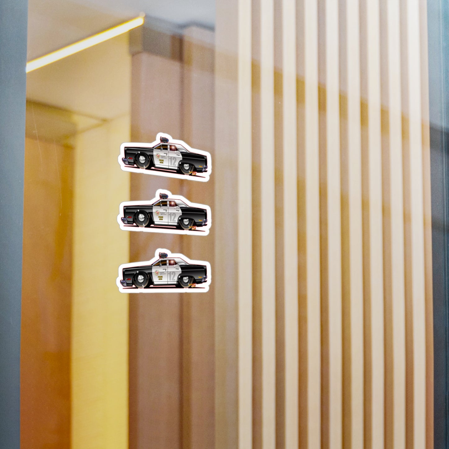 ADAM 12 PLYMOUTH POLICE CAR Fireball Art Collectible Decal Stickers - 4 Sizes