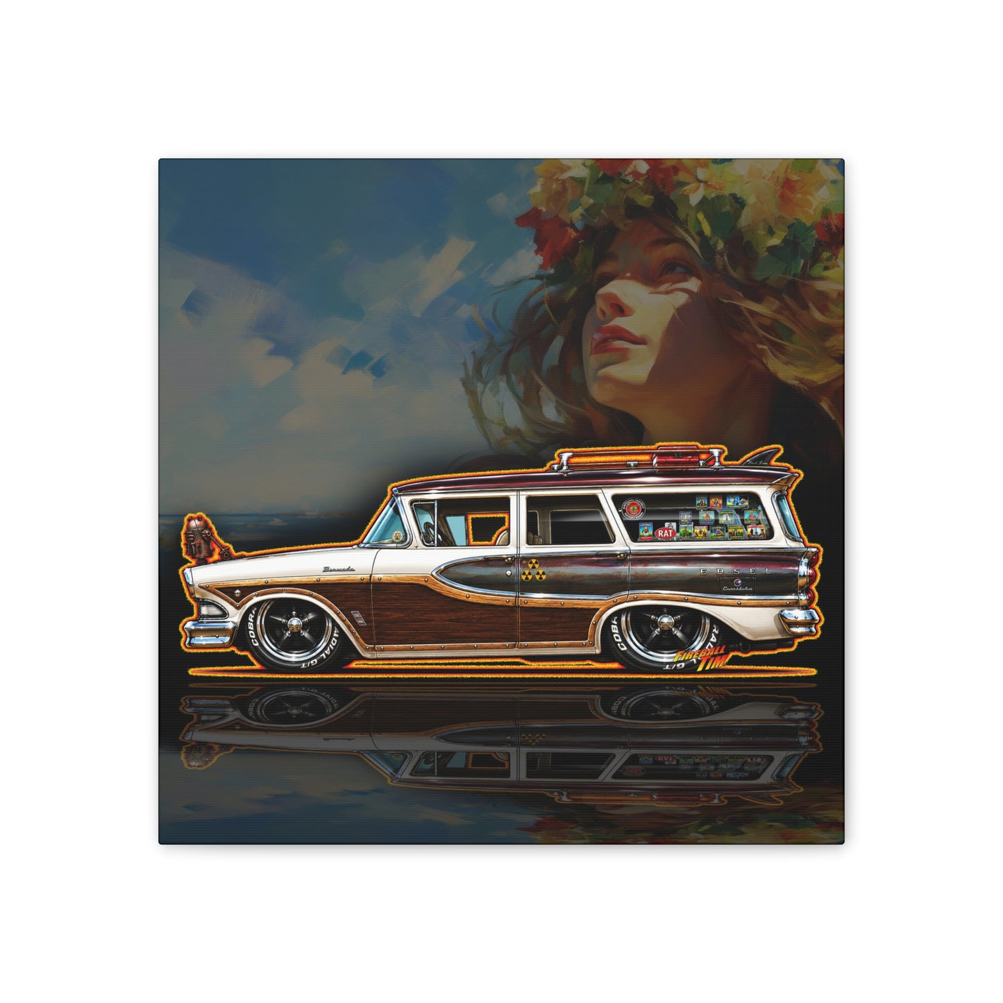 EDSEL BERMUDA 1958 Custom Station Wagon Collectible Art Canvas Stretched Print