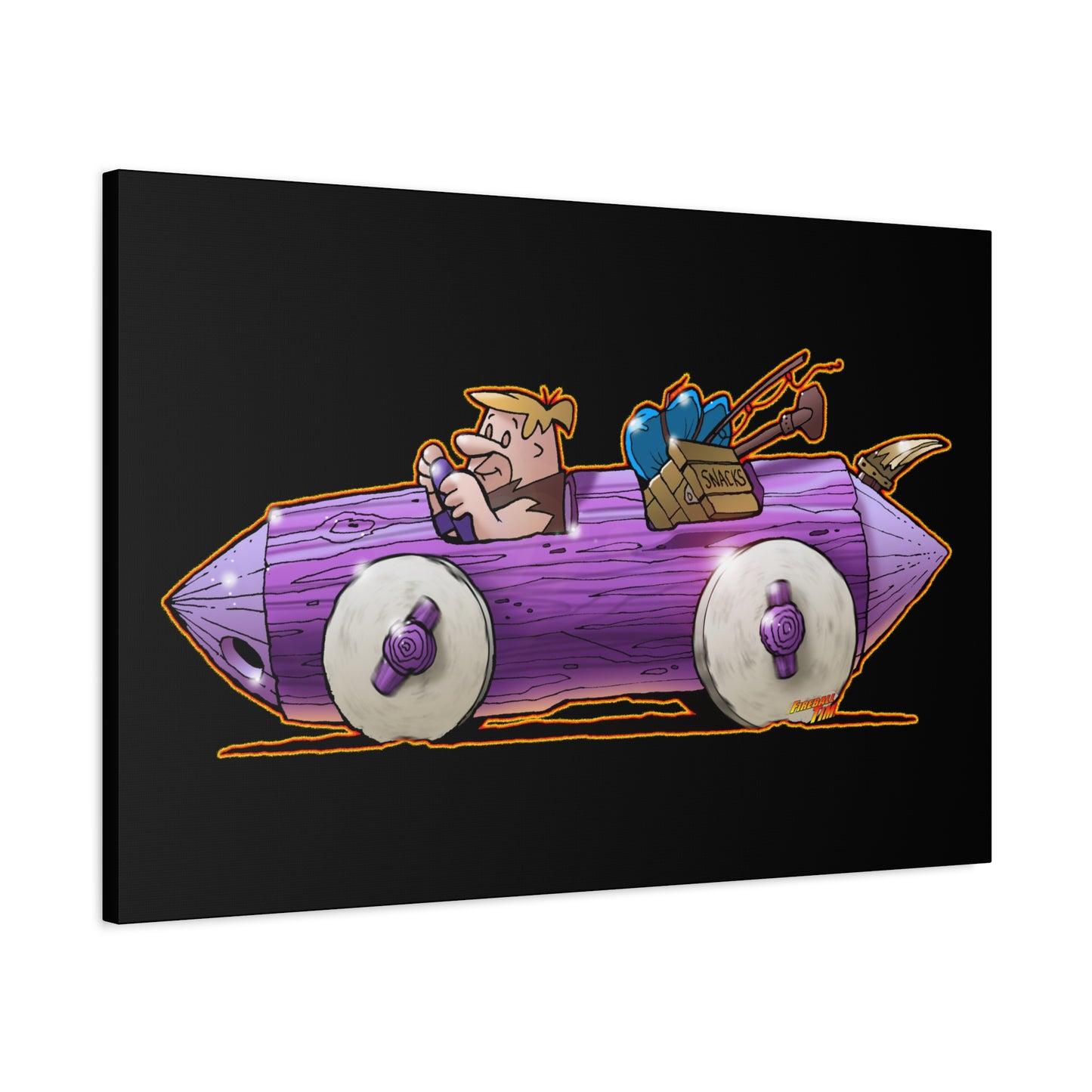 FLINSTONES BARNEY RUBBLE Fireball Art Canvas Wall Print - Multiple Sizes
