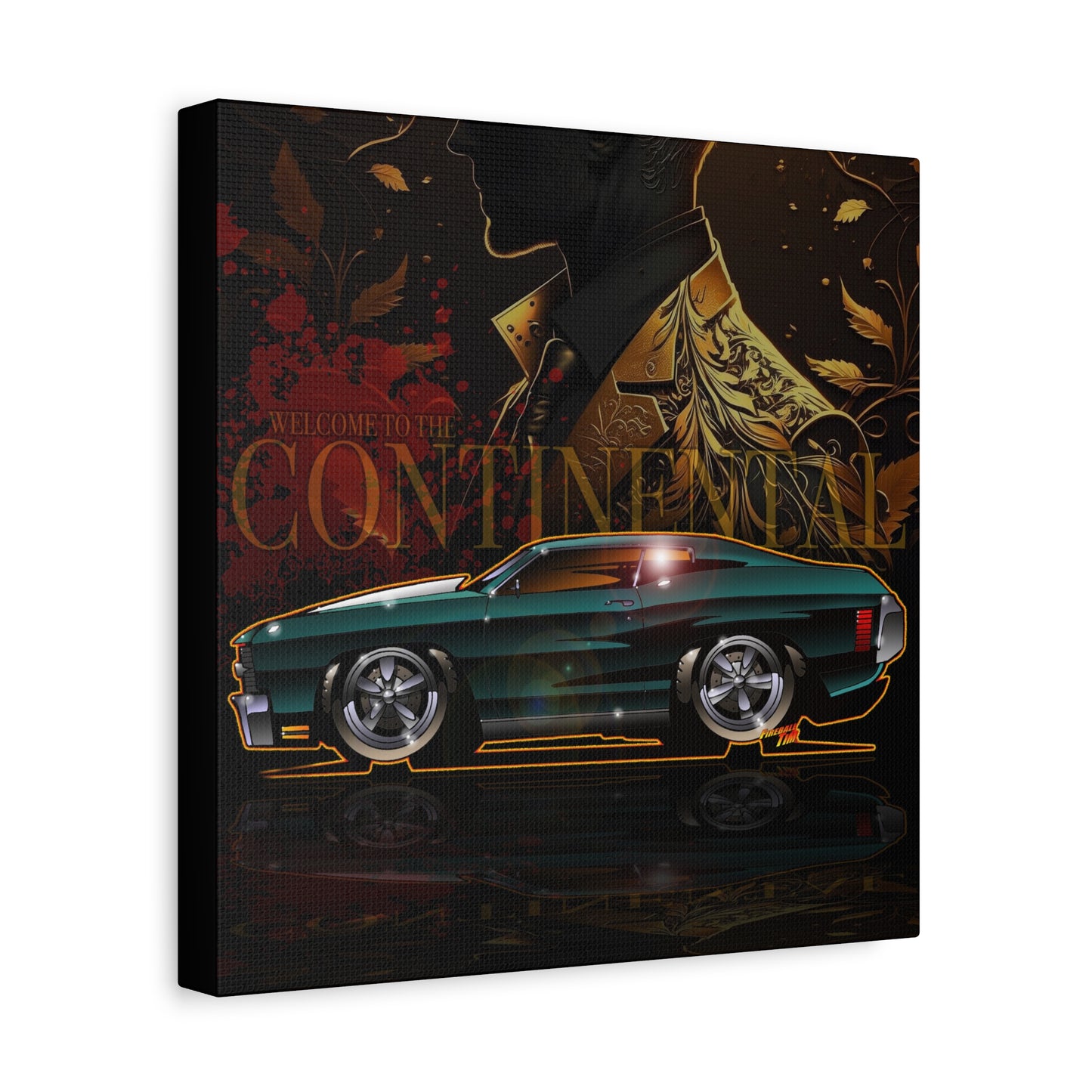 JOHN WICK 1970 CHEVY CHEVELLE Keanu Reeves Canvas Art Wall Print - 12x12