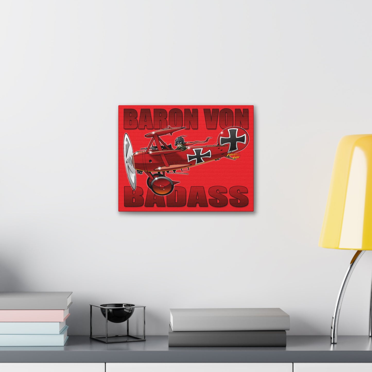 BARON VON BADASS Red Baron Airplane Canvas Gallery Art Wall Print 11x14