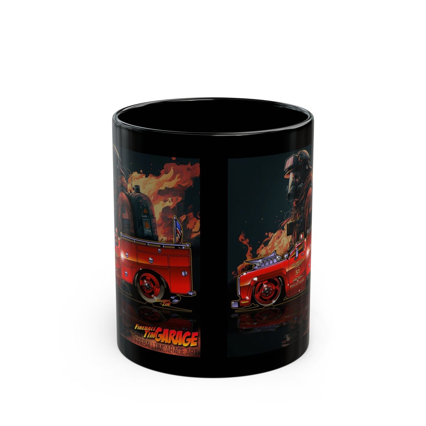 EMERGENCY TV Show Squad 51 Black Coffee Mug 11oz