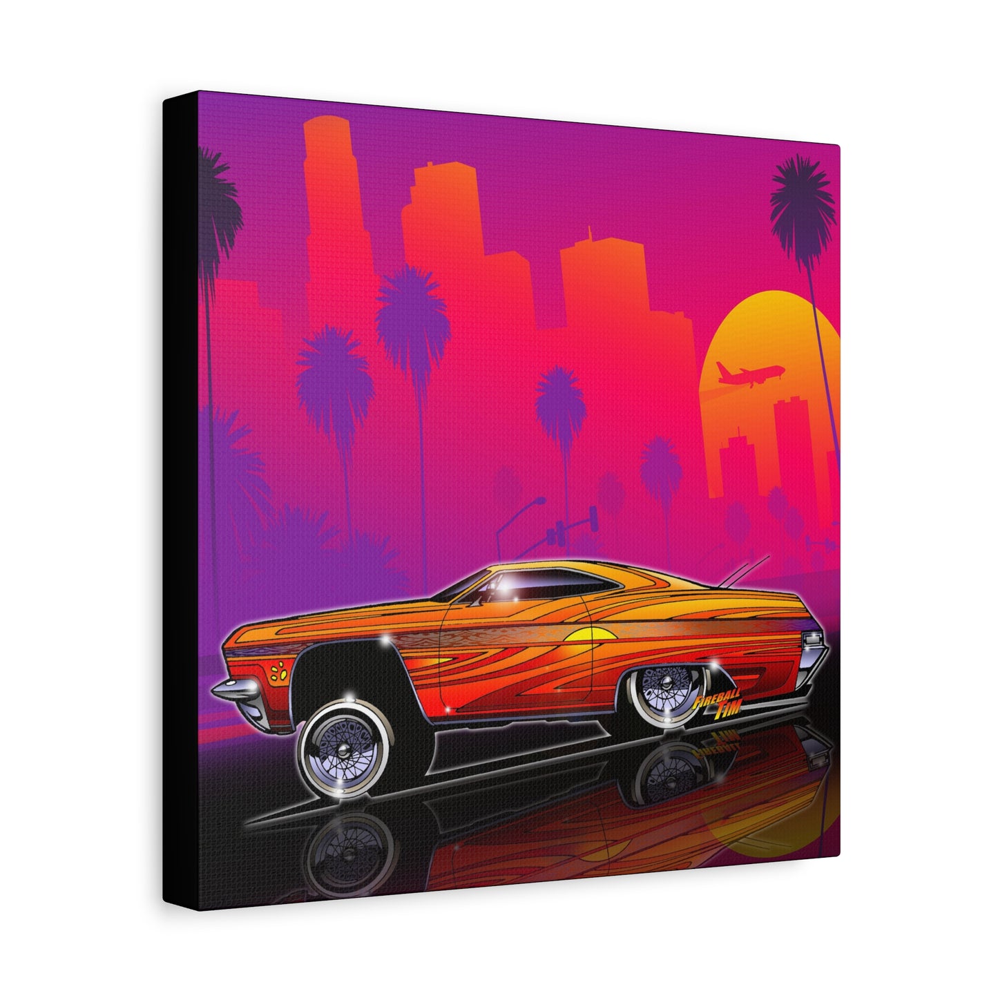 CHEVY IMPALA LOWRIDER Collectible Fireball Art Canvas Print