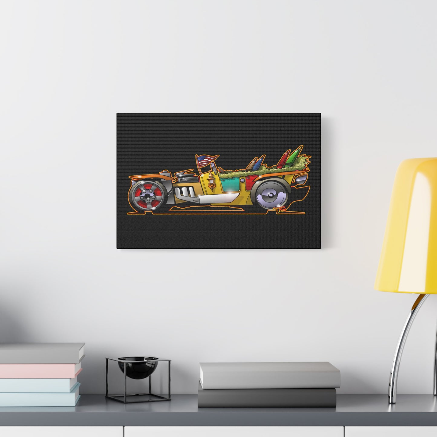 MONGREL T HOT ROD Elvis Easy Come Easy Go Fireball Canvas Art Wall Print