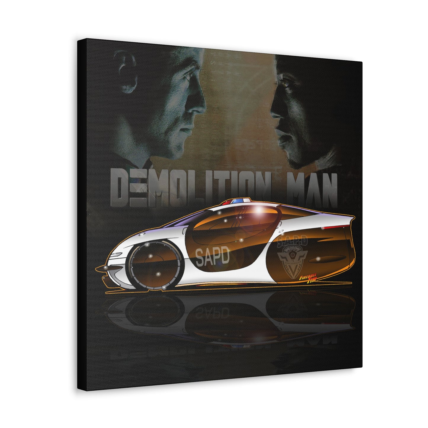 DEMOLITION MAN Sylvester Stallone Police Car Canvas Art MASTERPRINT 2 Sizes
