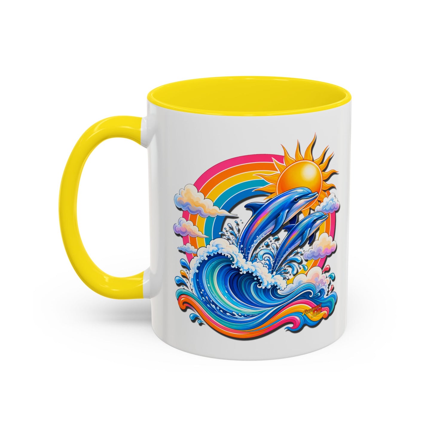 DOLPHIN SPLASH 1 Aquarium Series Fireball Art Coffee Mug - 2 Sizes