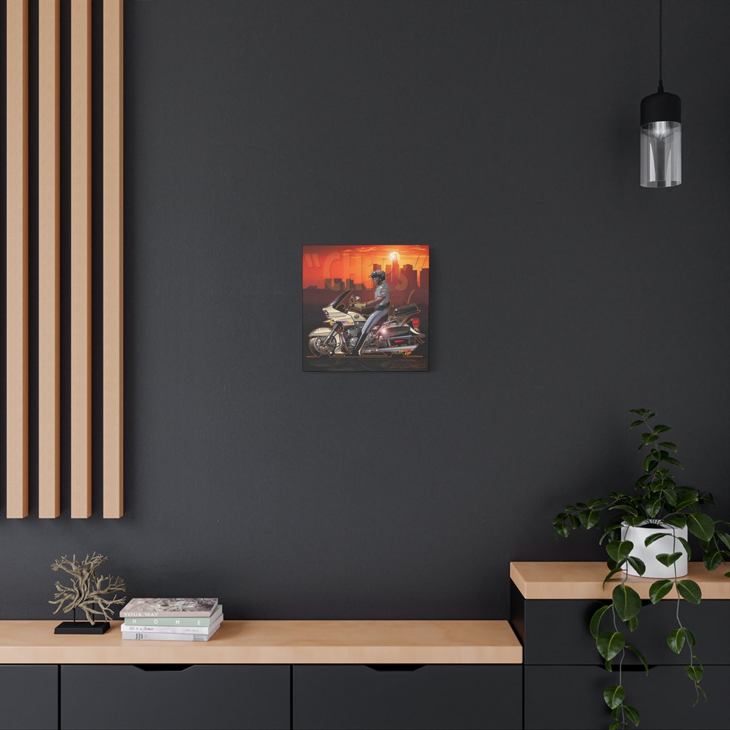 CHiPS TV Show Kawasaki Motorcycle Fireball Art Canvas Print
