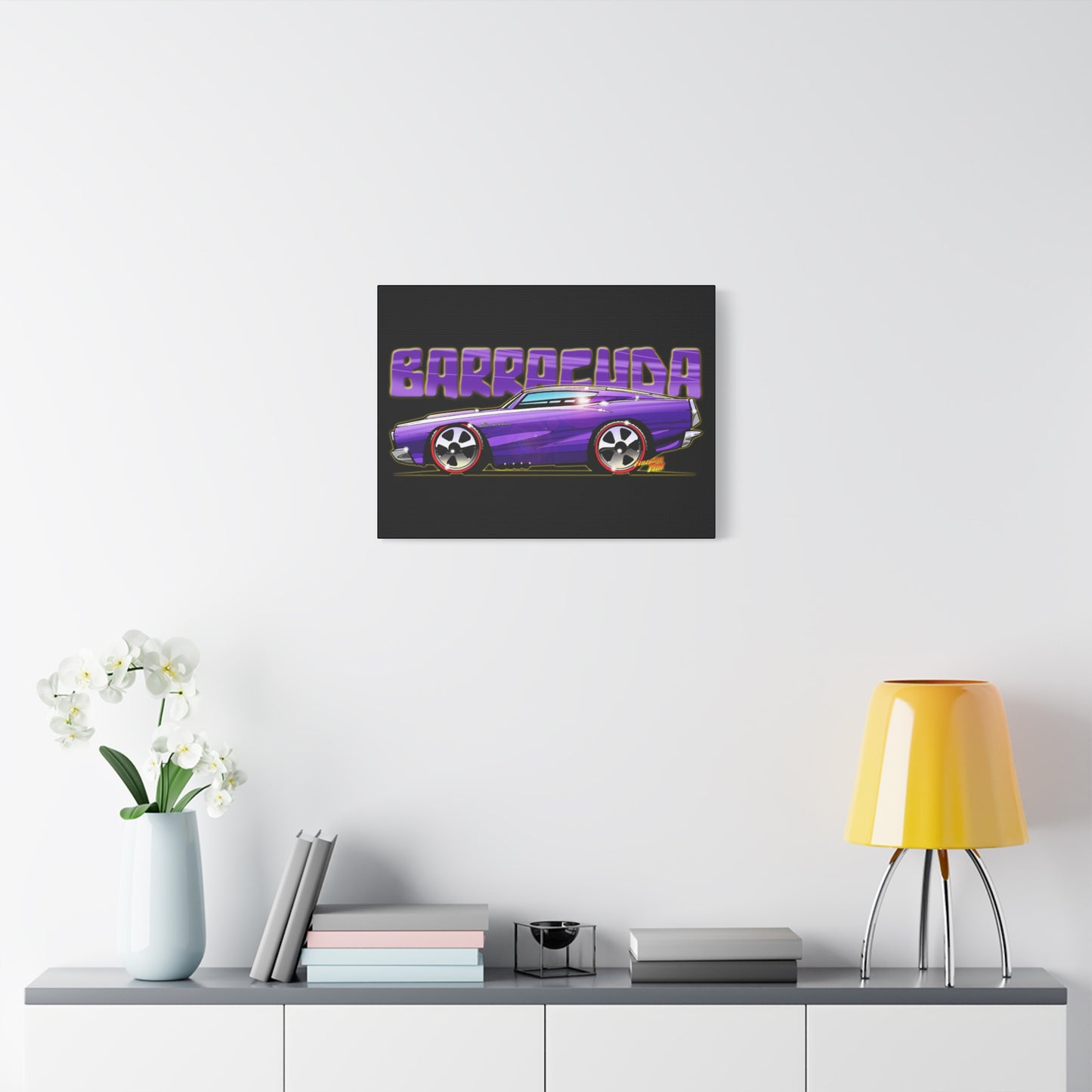 PLYMOUTH BARRACUDA Fireball Art Canvas Wall Print