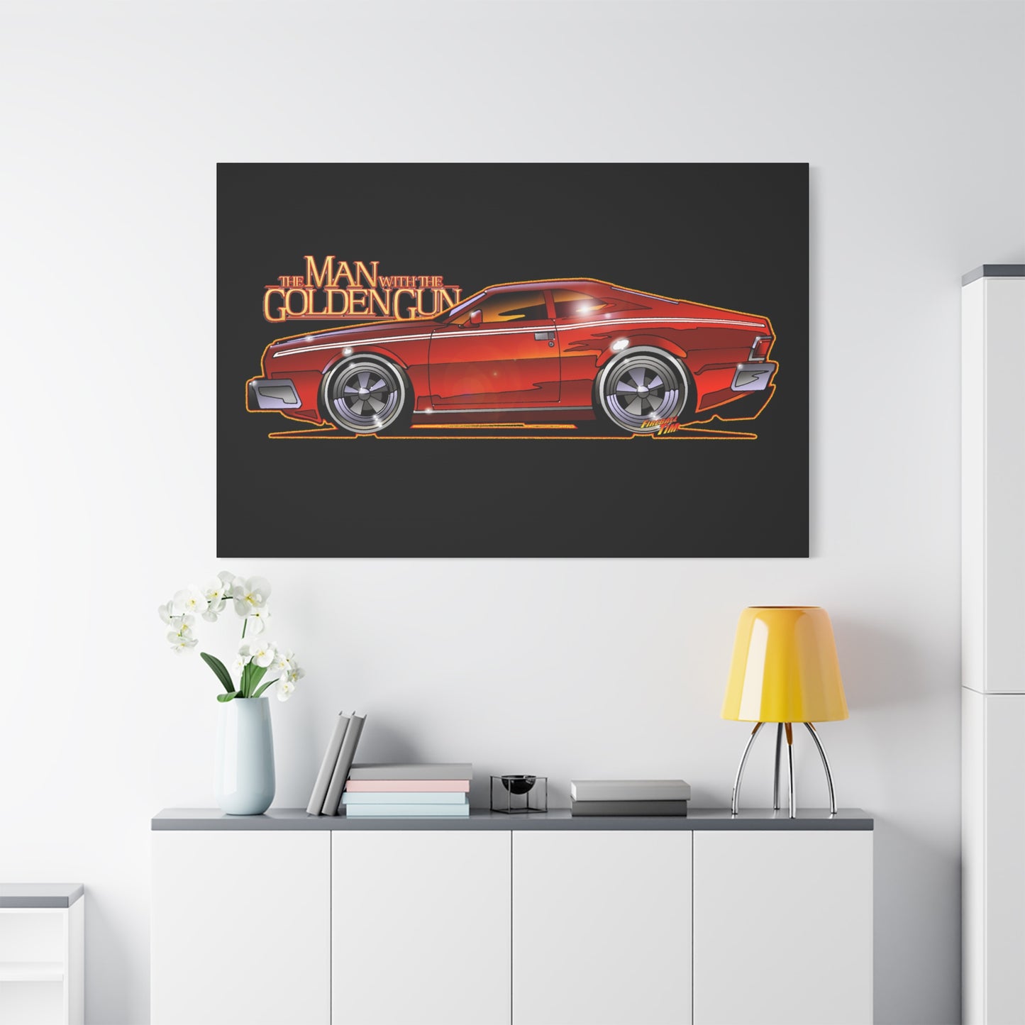 MAN WITH THE GOLDEN GUN AMC Hornet James Bond Fireball Art Canvas Print