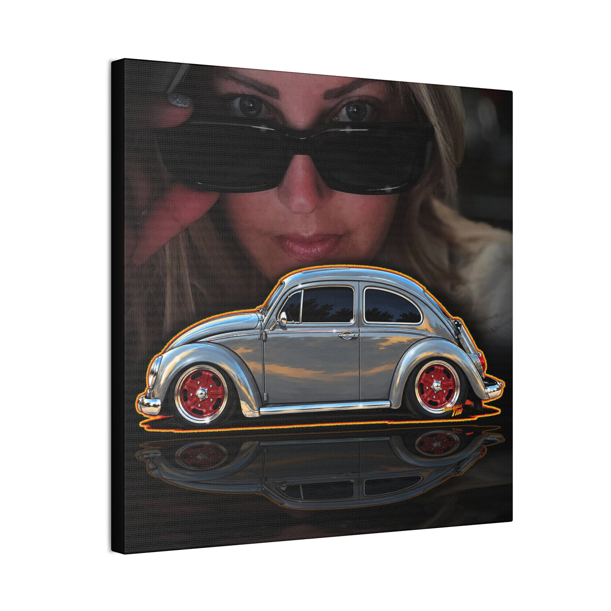 KUSTOM 1964 VW BUG Collectible Fireball Art Canvas Stretched Print