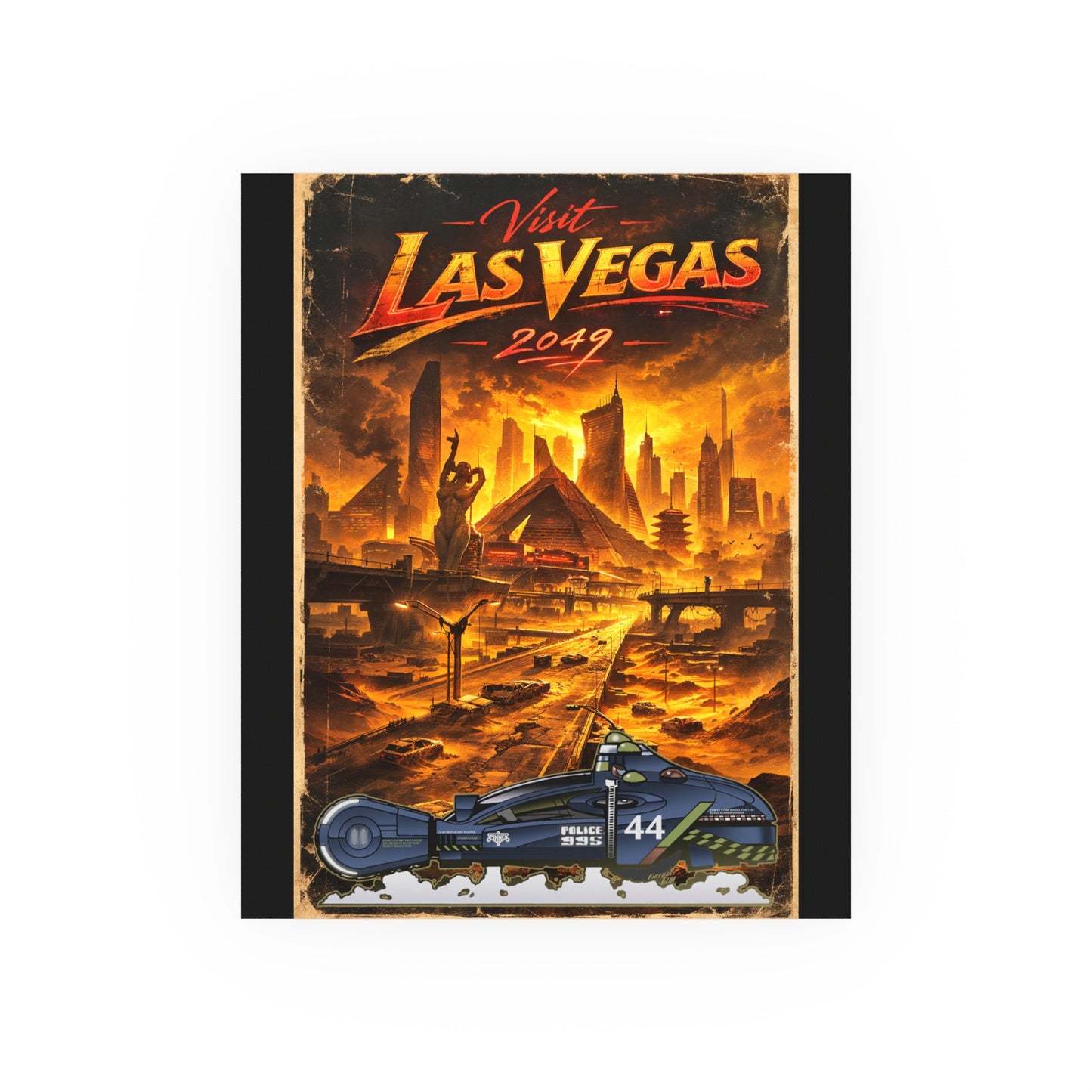 VISIT LAS VEGAS 2049 Blade Runner Spinner Vintage Fireball Art Travel Poster Satin/Matte
