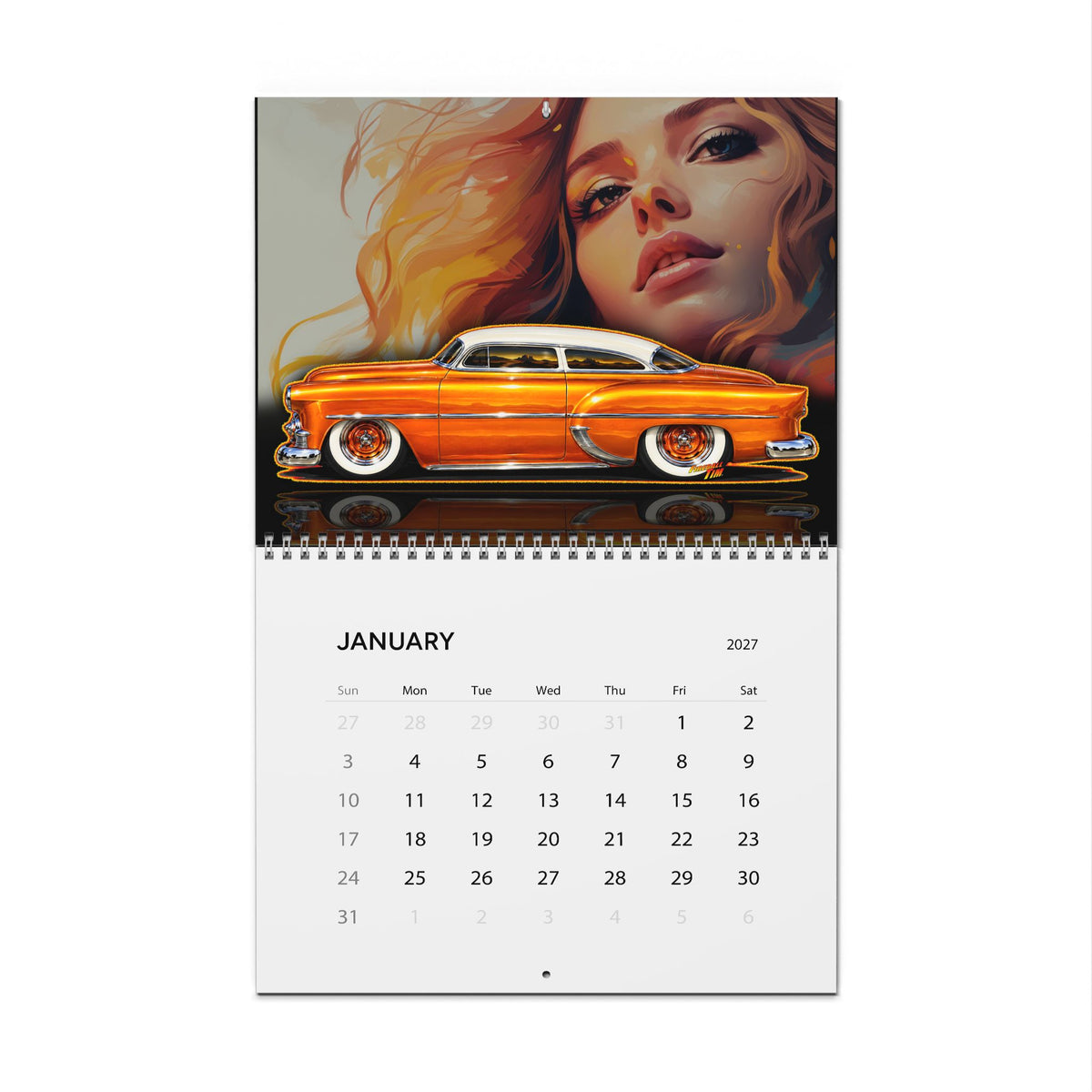 FIREBALL TIM 2027 Kustom Car Art - Wall Calendar 8.5x11