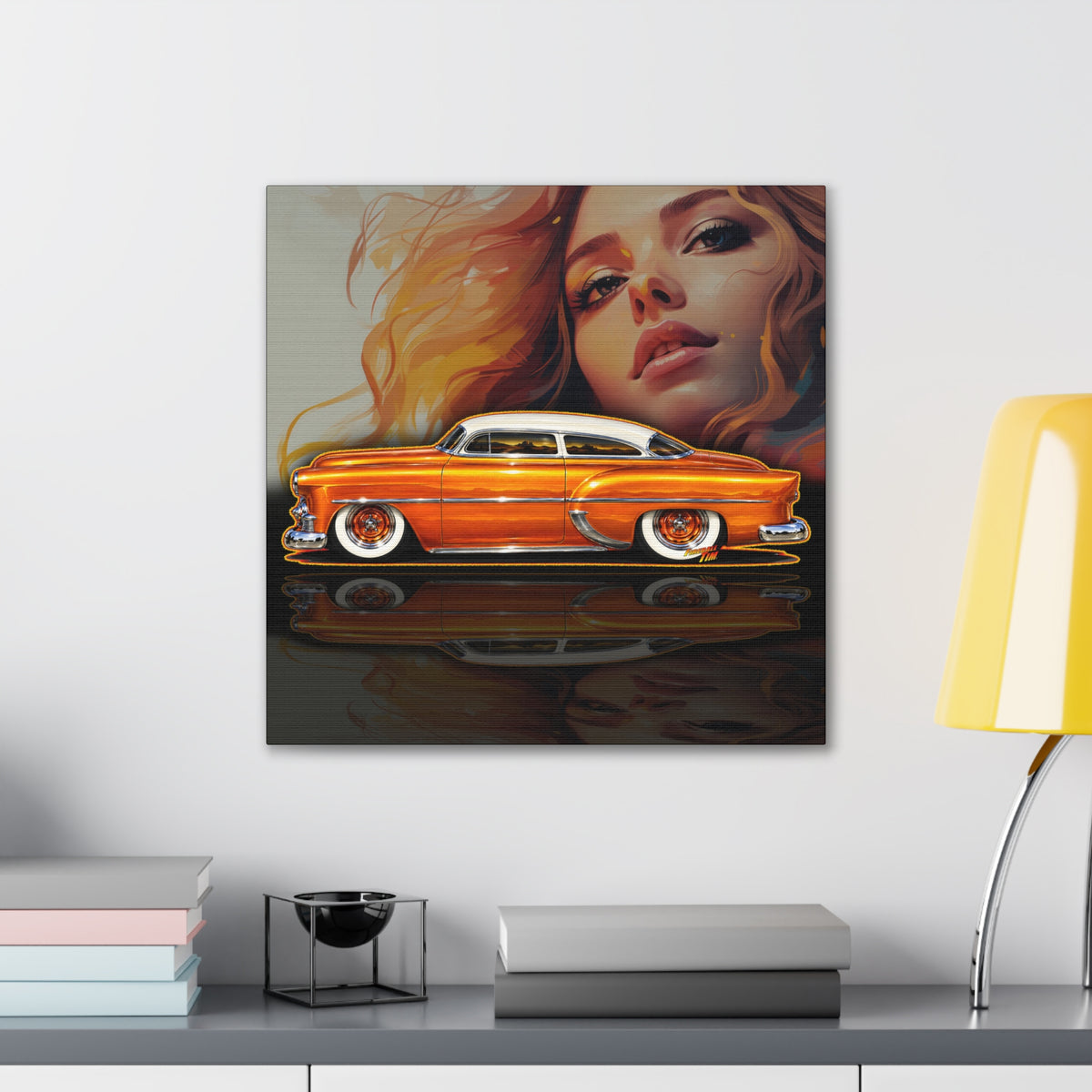 CHEVROLET KUSTOM 1953 Collectible Fireball Art Canvas Stretched Print