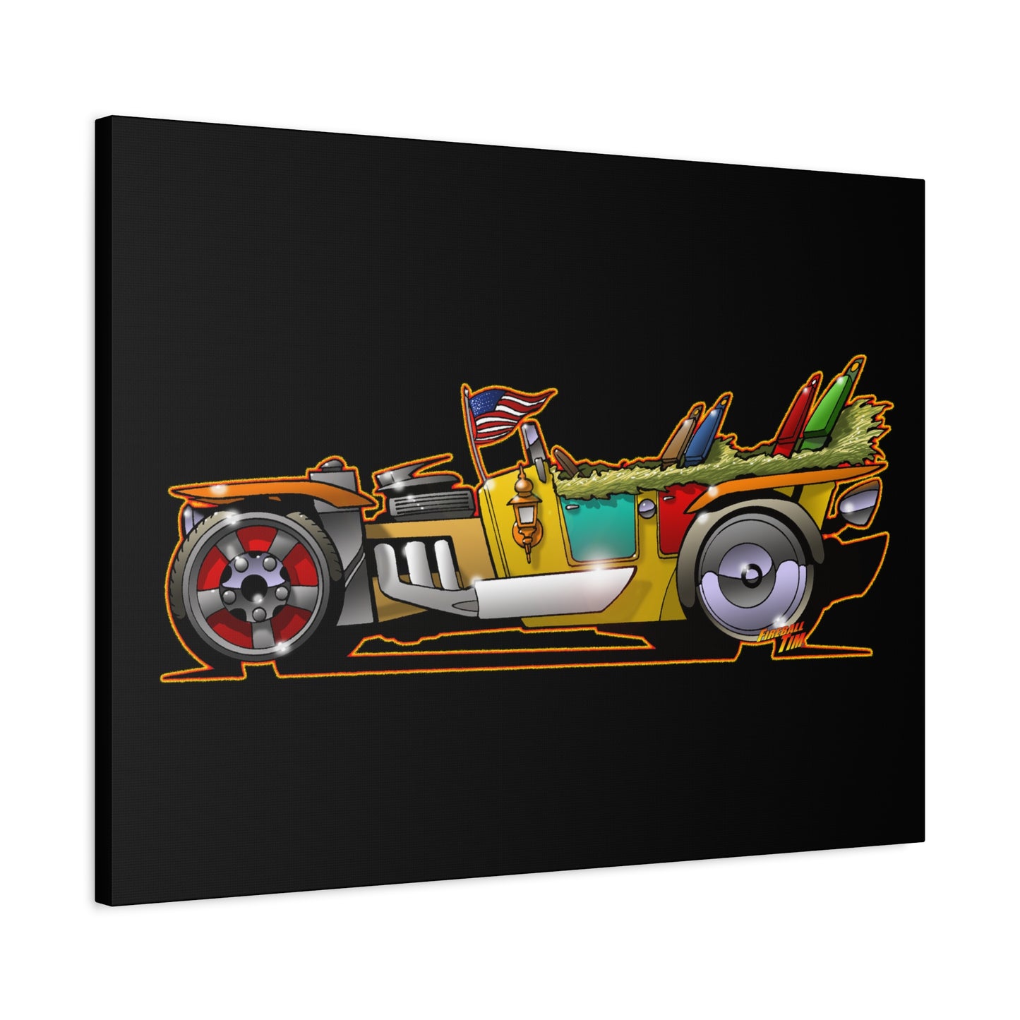 MONGREL T HOT ROD Elvis Easy Come Easy Go Fireball Canvas Art Wall Print