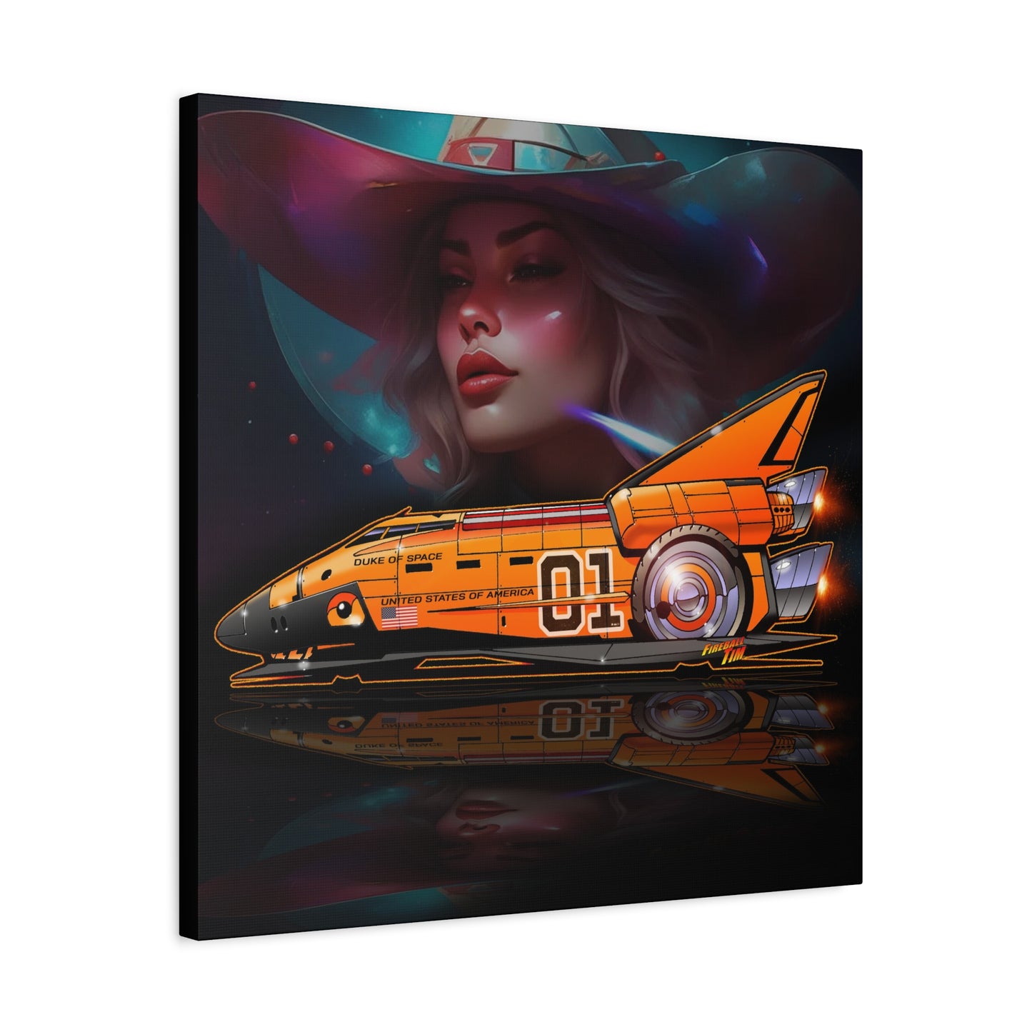 DUKE OF SPACE Dukes of Hazzard Space Shuttle Canvas Art Wall Print