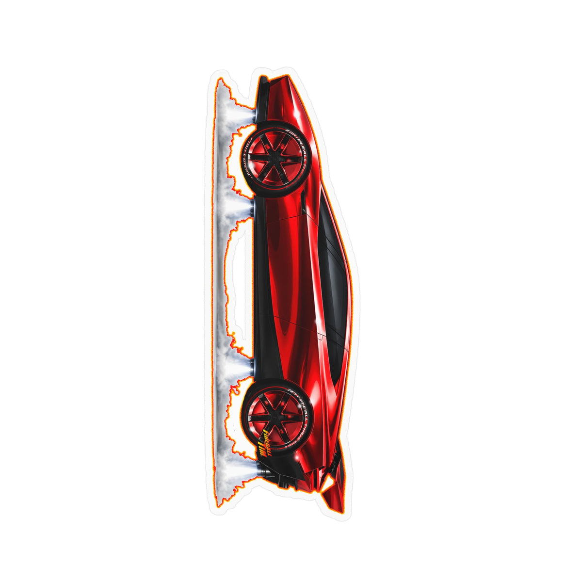TESLA FLYING ROADSTER Collectible Fireball Art Stickers in 4 Sizes