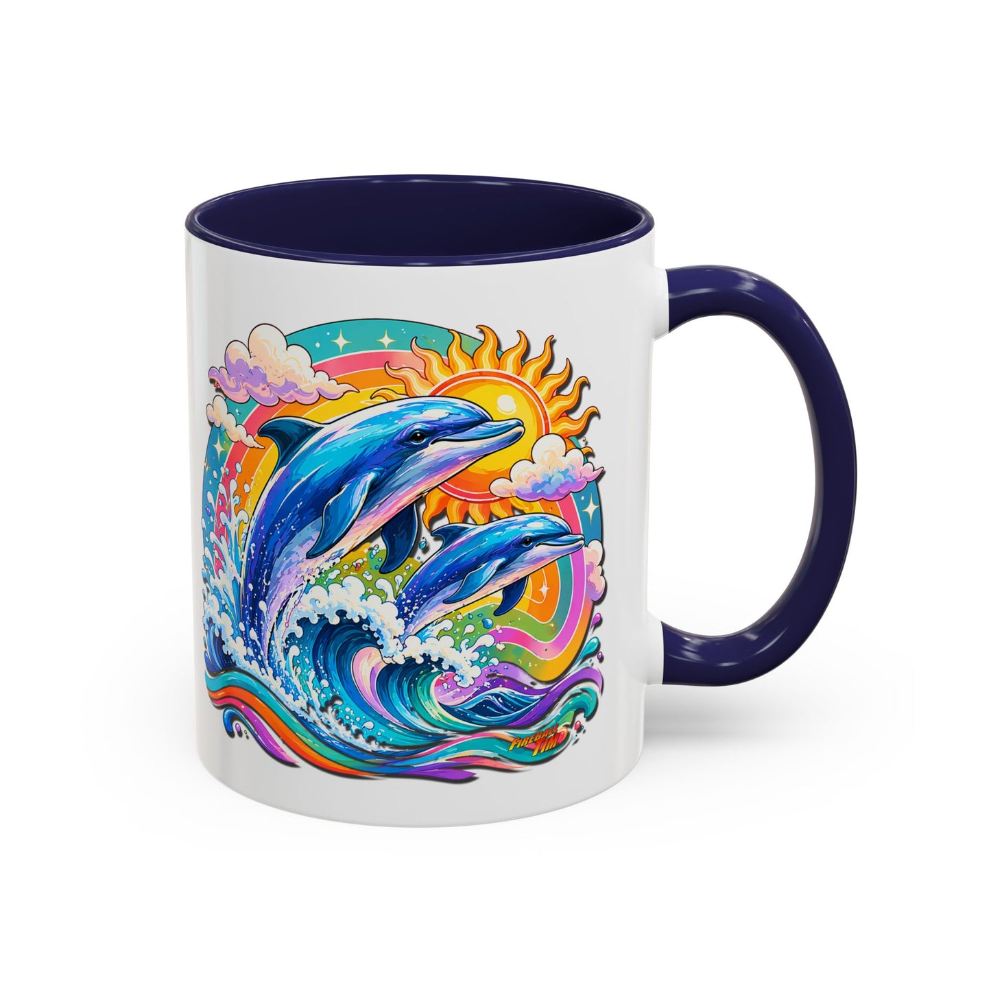 DOLPHIN SPLASH 2 Aquarium Series Fireball Art Coffee Mug - 2 Sizes
