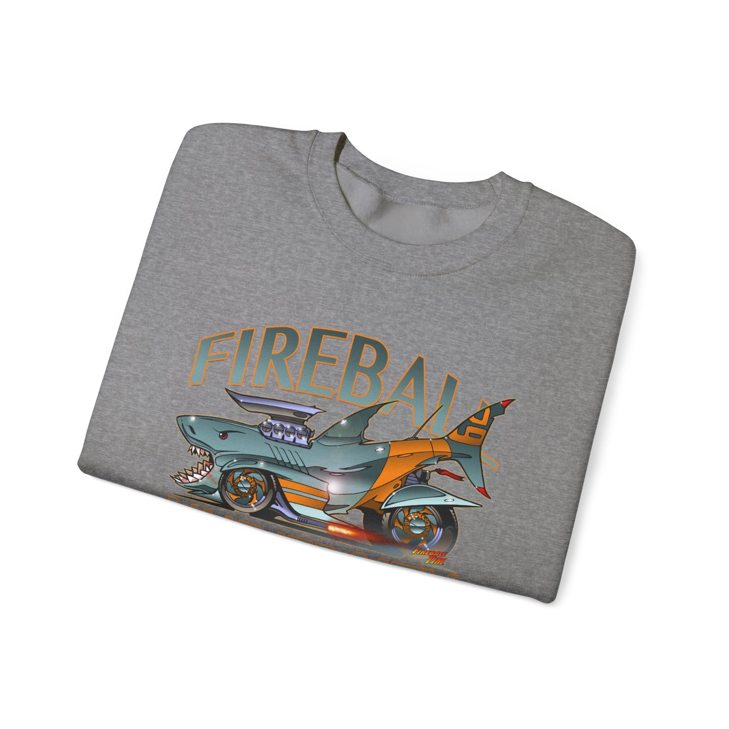 FIREBALL UNIVERSITY Skool of Kool Maneater Shark Hot Rod Concept Art Sweatshirt 5 Colors