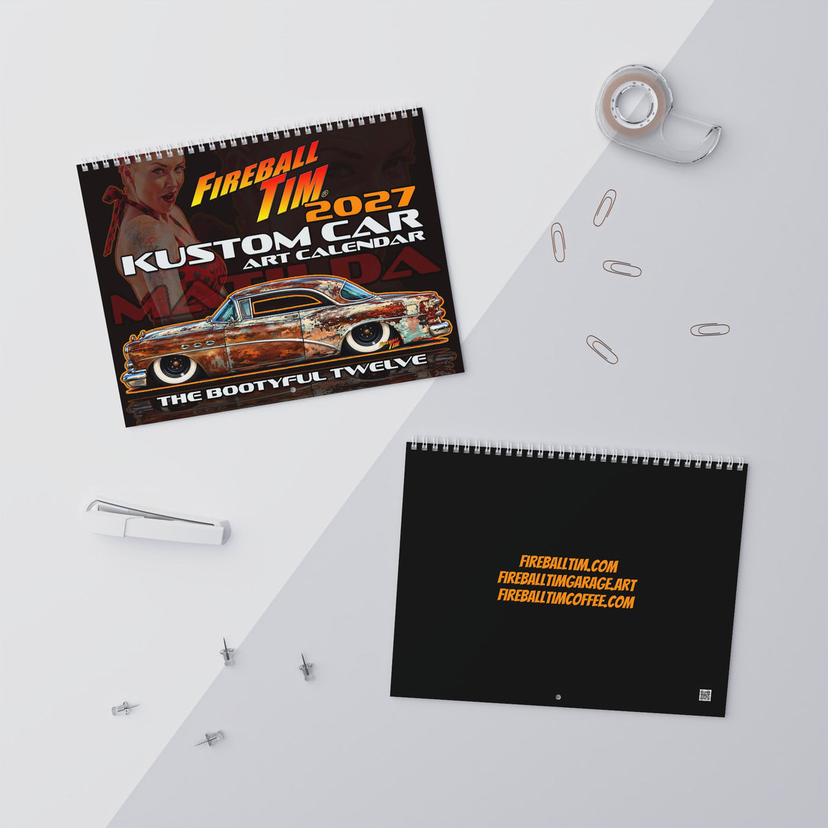 FIREBALL TIM 2027 Kustom Car Art - Wall Calendar 8.5x11